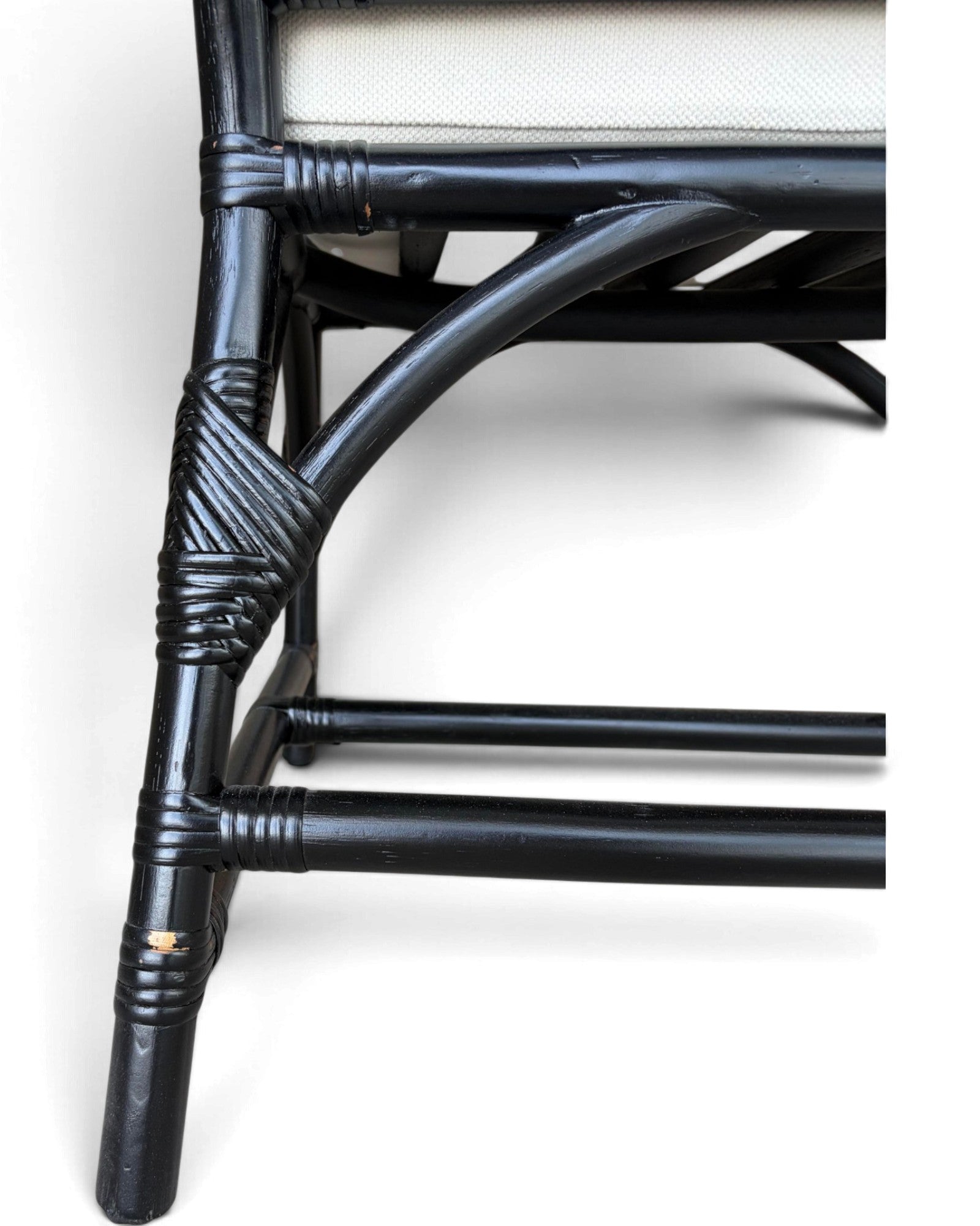 Black Hollow-Core Bamboo Armchair
