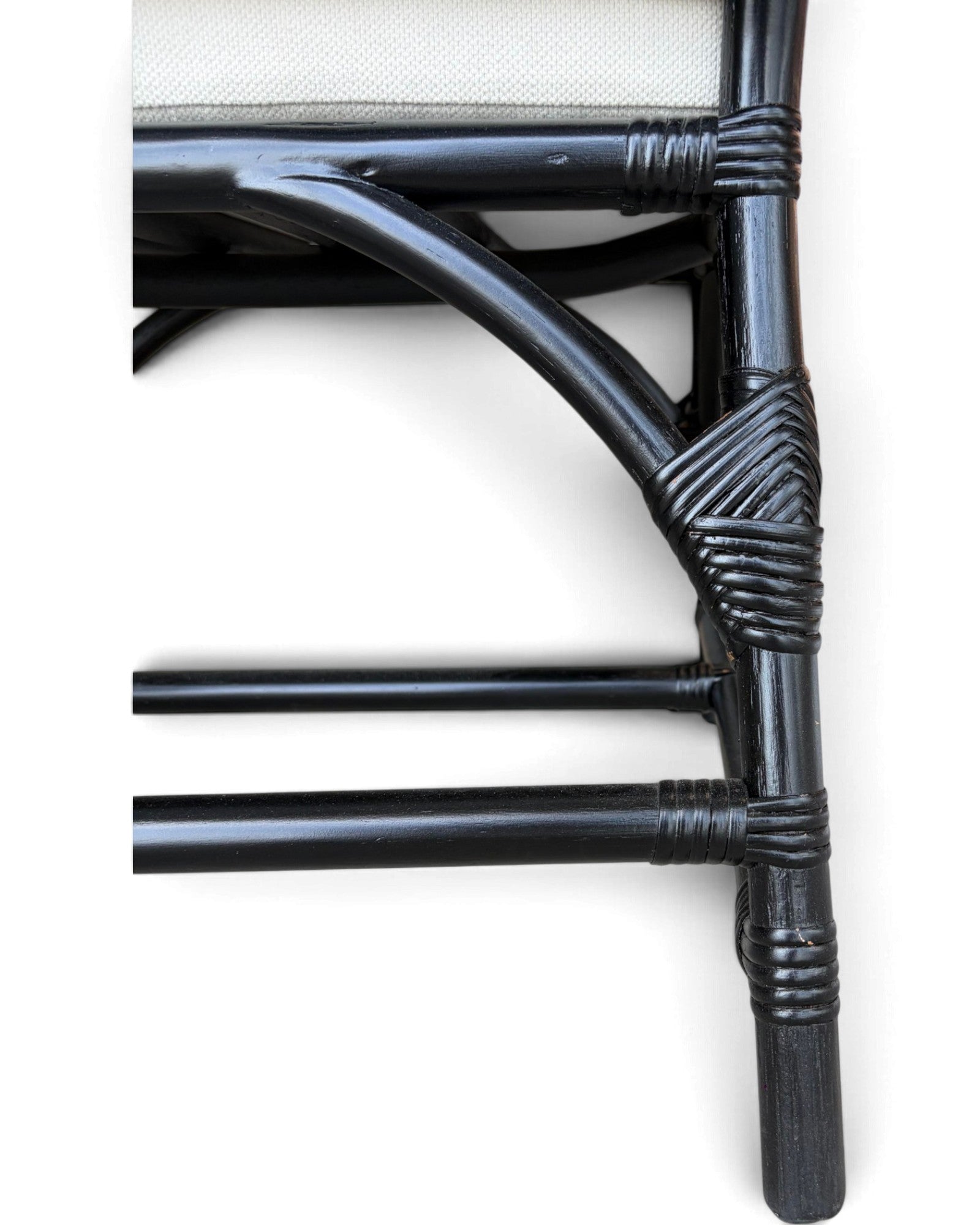 Black Hollow-Core Bamboo Armchair