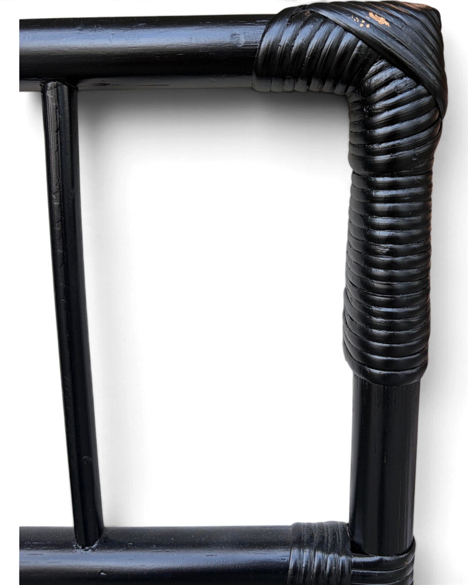 Black Hollow-Core Bamboo Armchair
