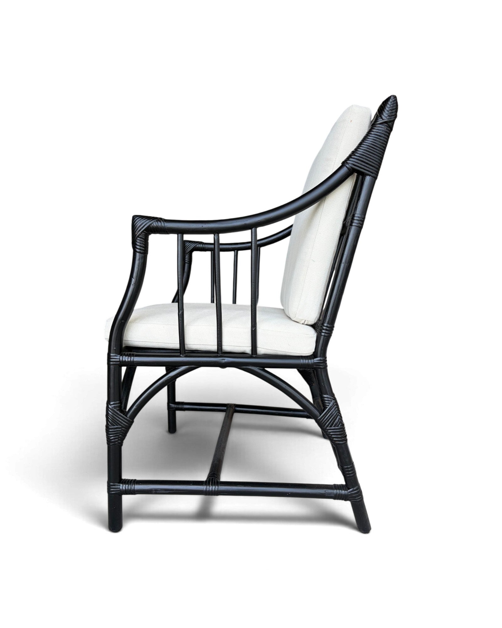 Black Hollow-Core Bamboo Armchair