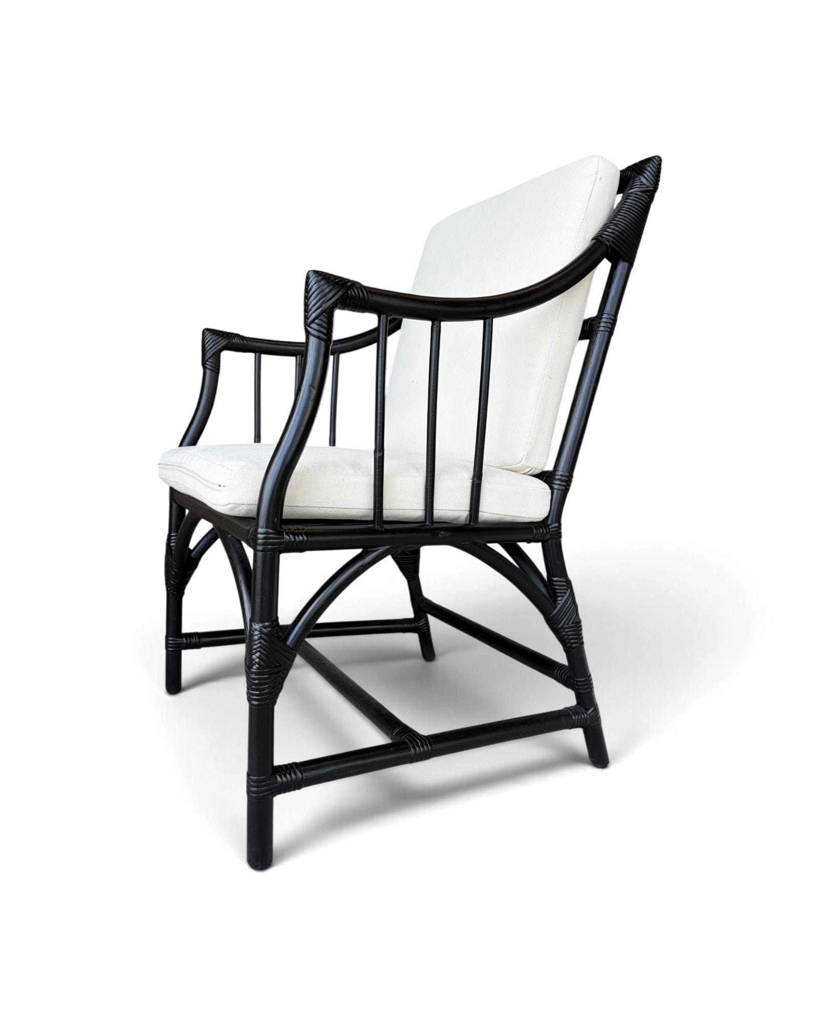 Black Hollow-Core Bamboo Armchair