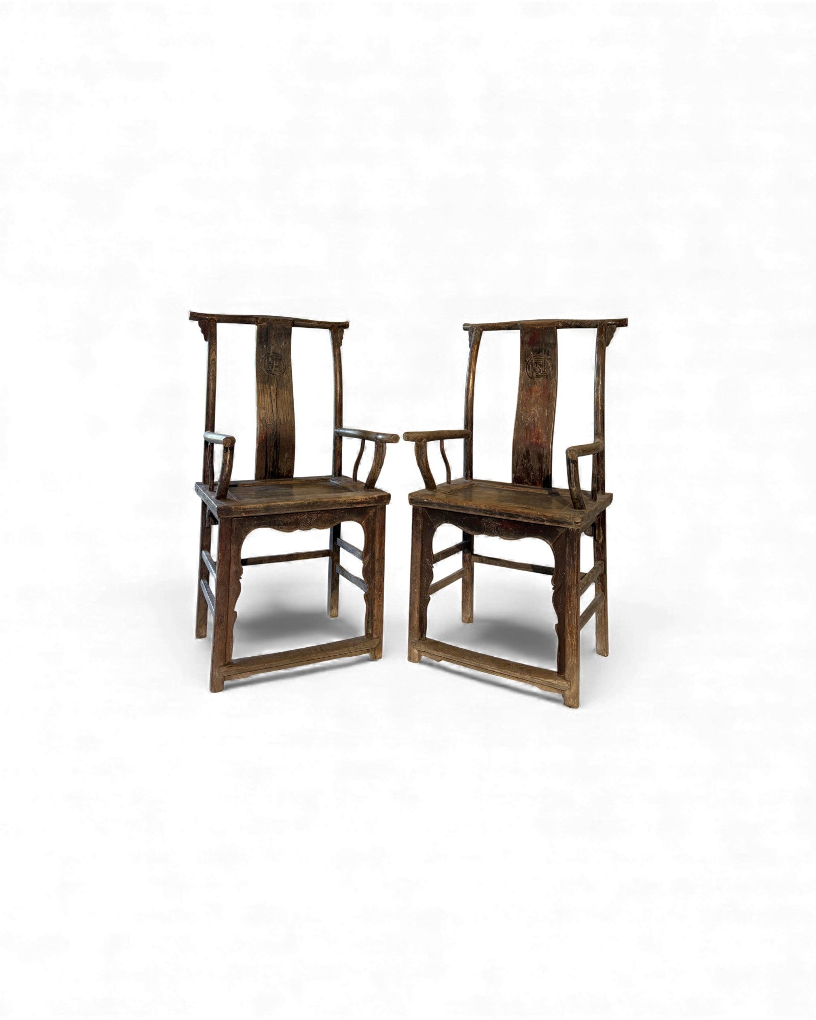 Chinese Yokeback Armchairs with Buddhist Medallion - Set of 2 - Surround Living - 2