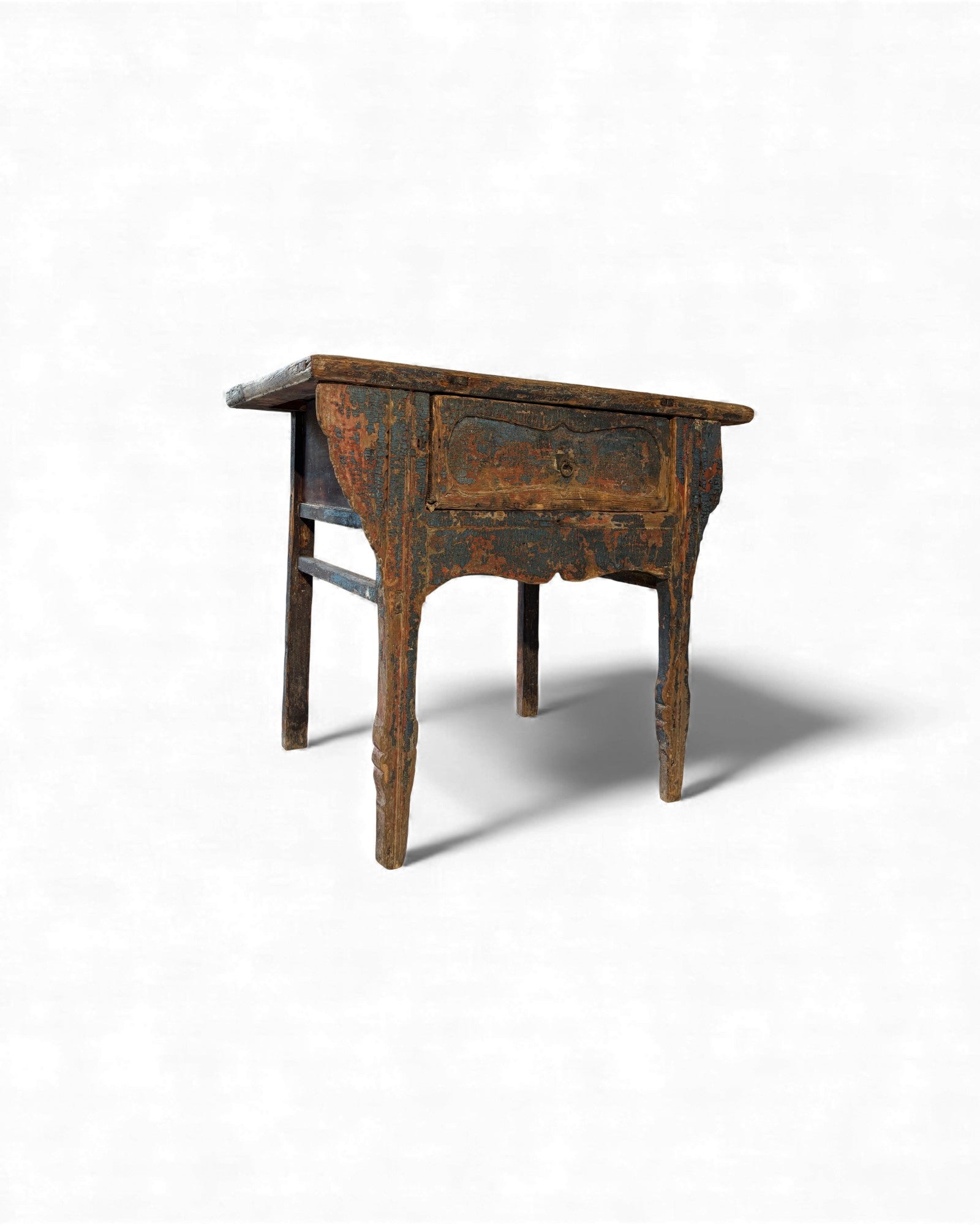 Chinese Painted Side Table with Drawer (Arrow - Leg Form) - Surround Living - 2