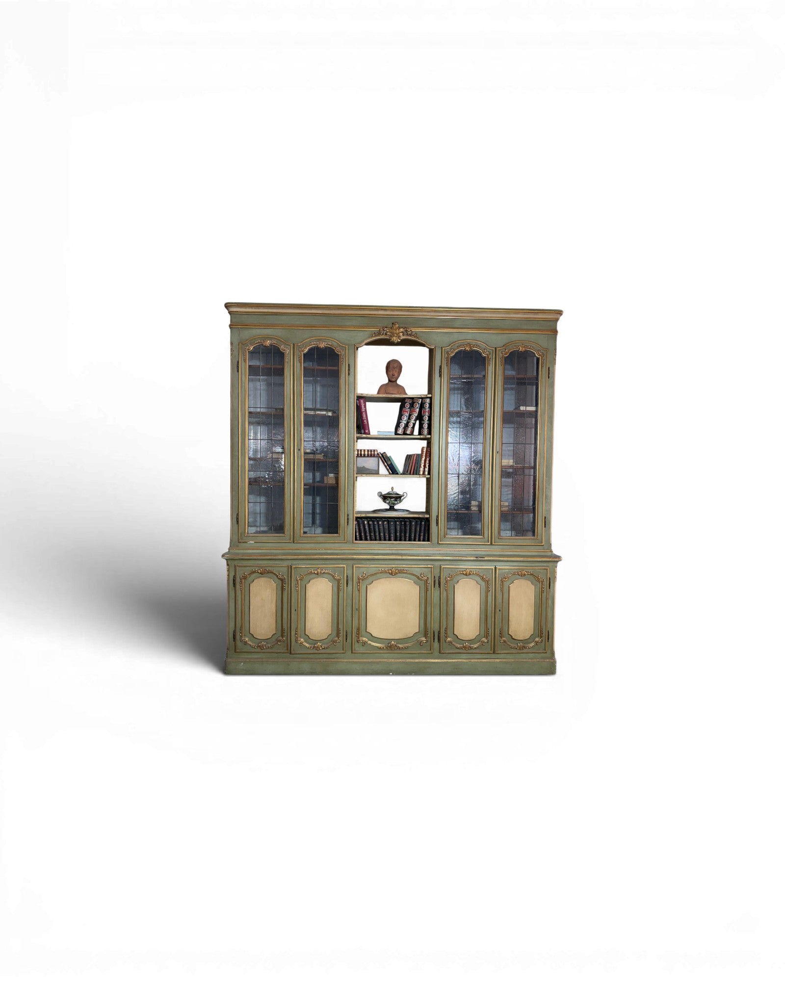 Large Louis XV Venetian Painted Architectural Bookcase