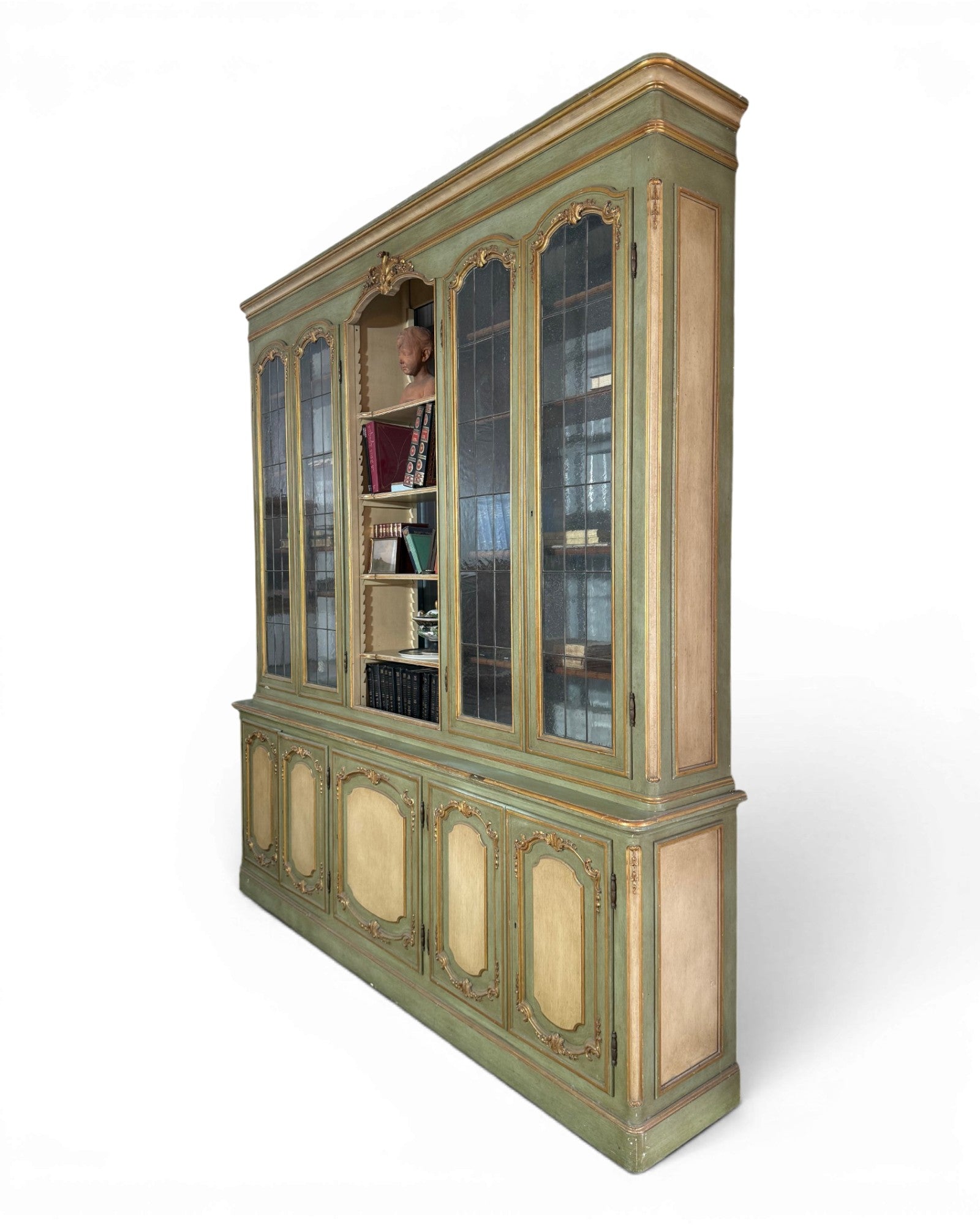 Large Louis XV Venetian Painted Architectural Bookcase