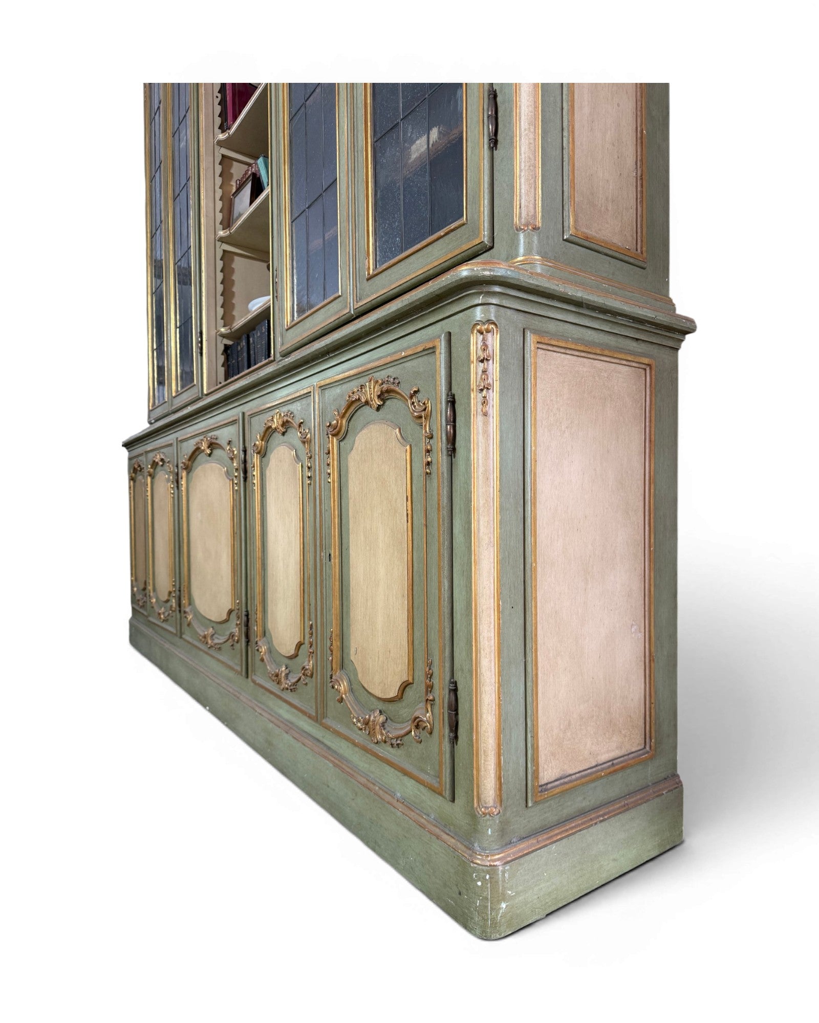 Large Louis XV Venetian Painted Architectural Bookcase