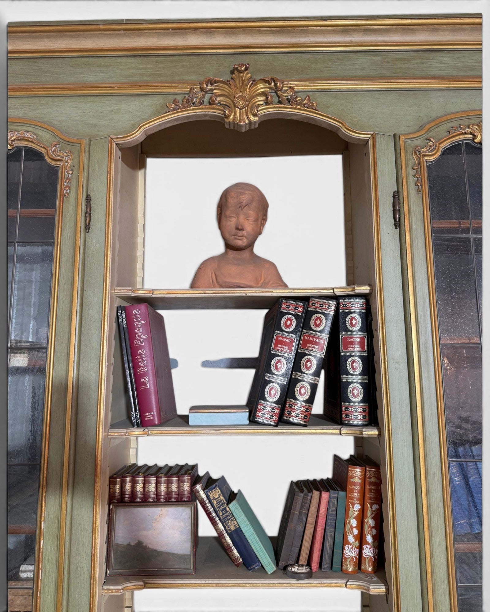 Large Louis XV Venetian Painted Architectural Bookcase