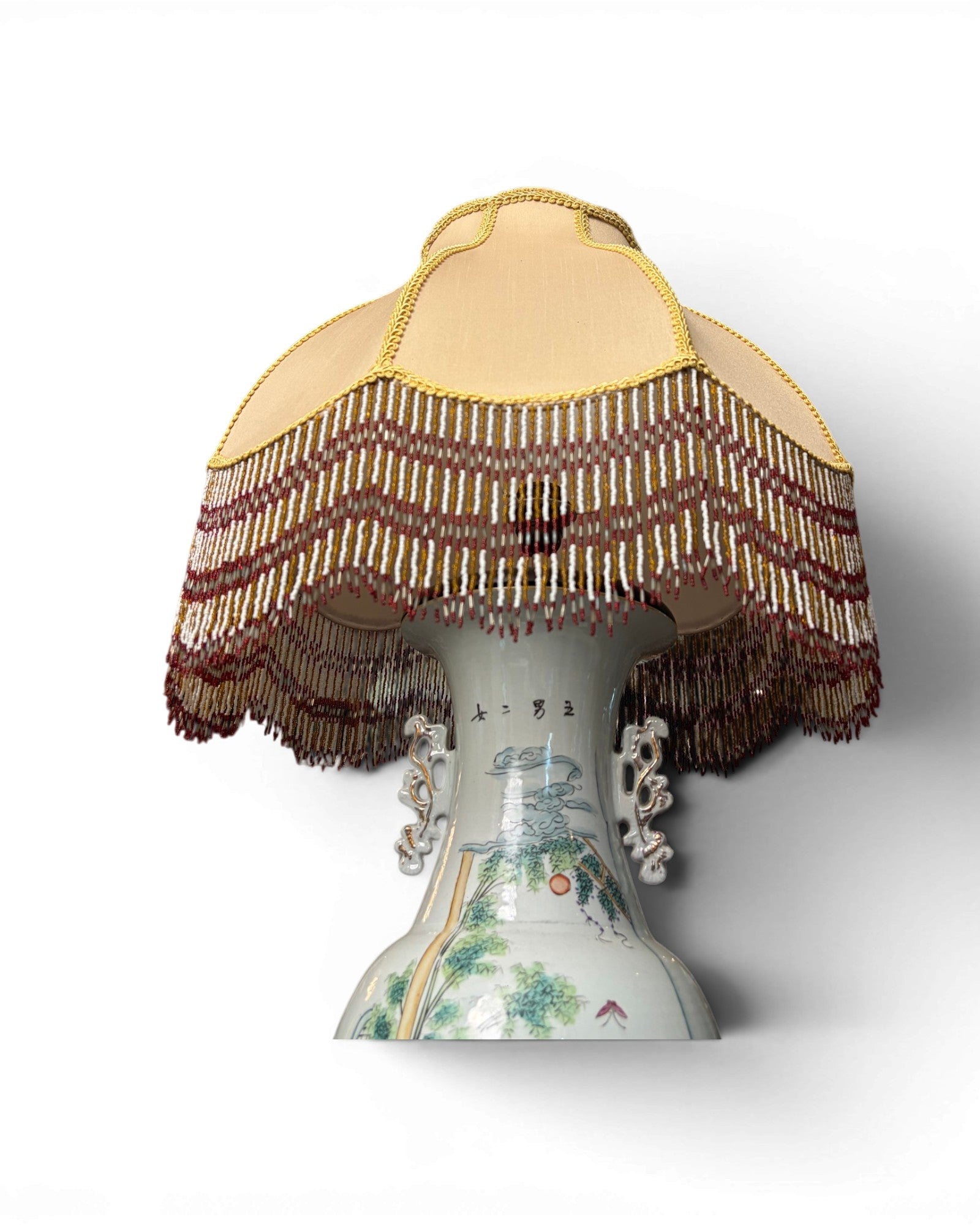 Porcelain Vase Table Lamp with Embroidery Shades (Sold in Pairs) - Surround Living - 5