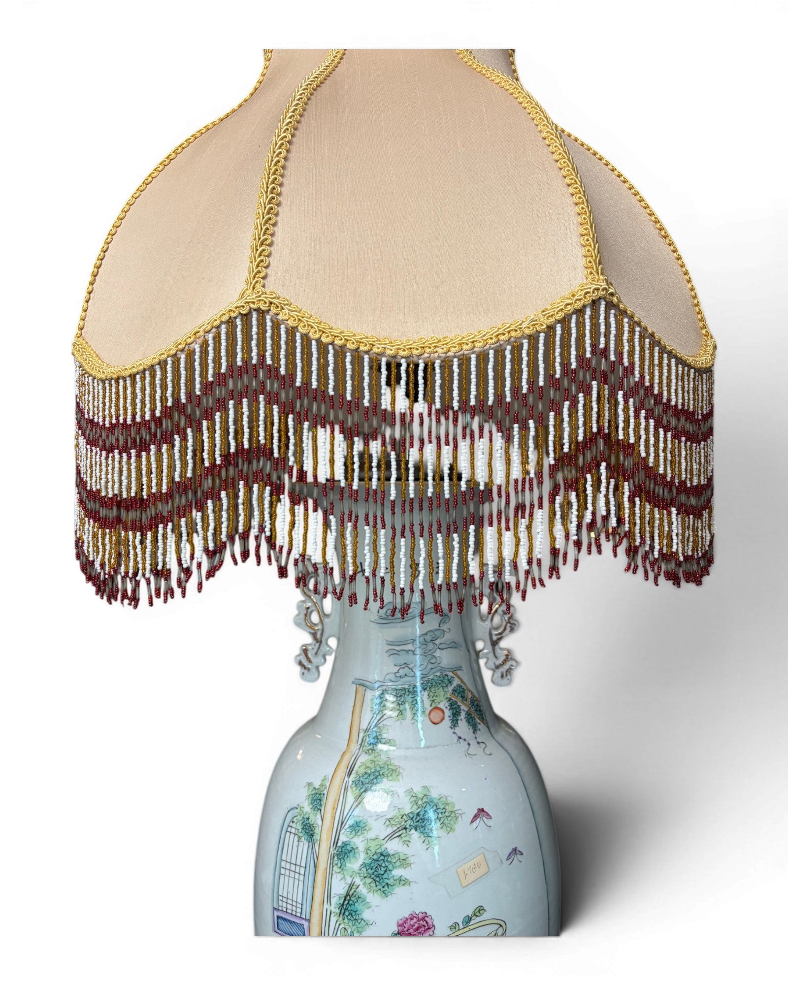 Porcelain Vase Table Lamp with Embroidery Shades (Sold in Pairs) - Surround Living - 8