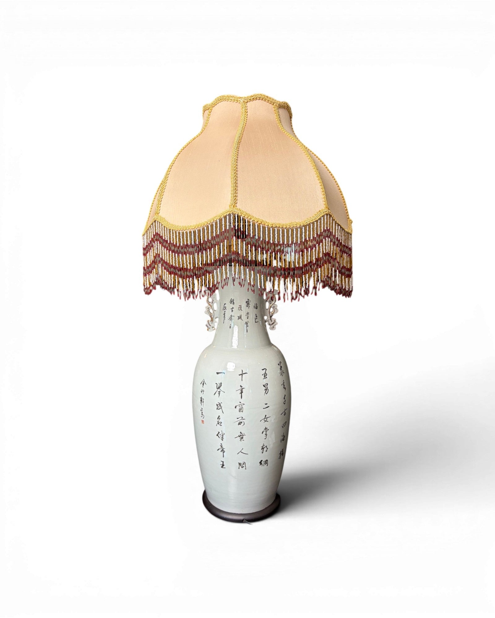 Porcelain Vase Table Lamp with Embroidery Shades (Sold in Pairs) - Surround Living - 11