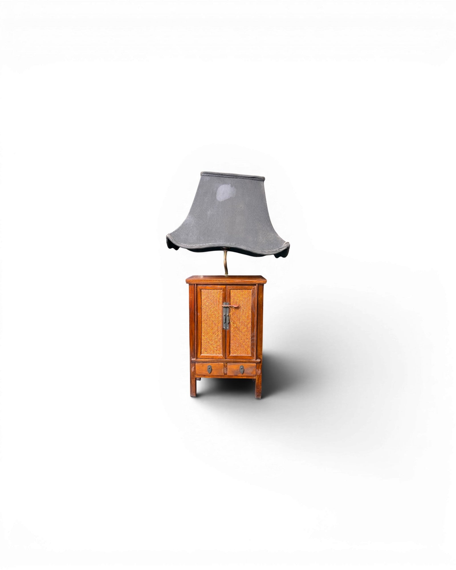 Vintage Wood Storage Cabinet with Lamp Shade - Surround Living - 1