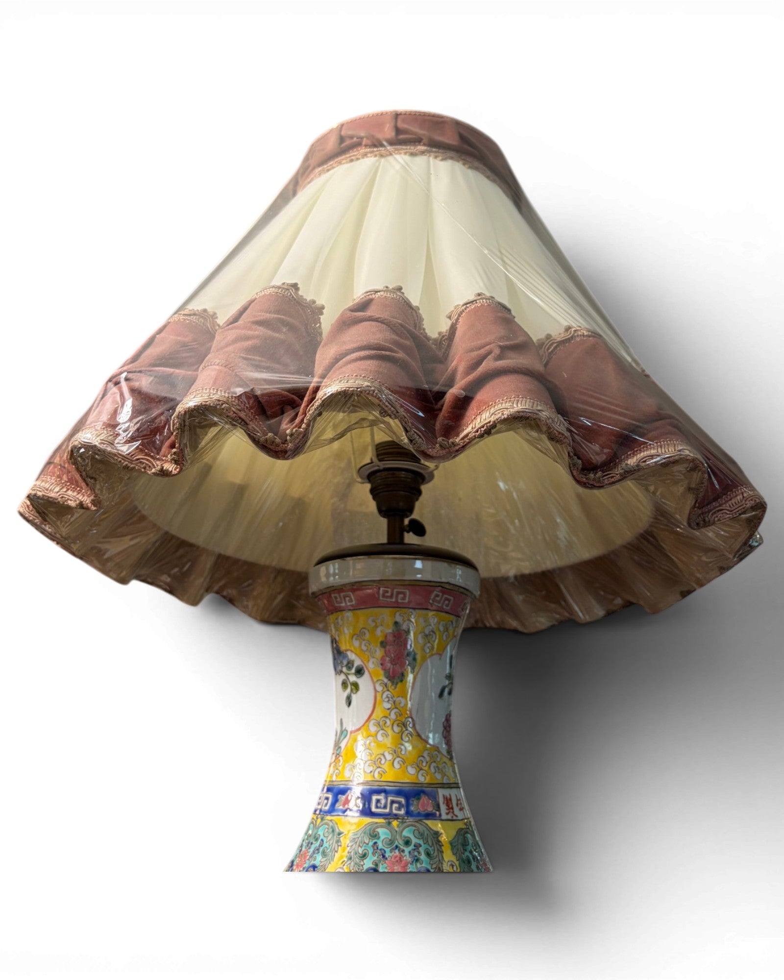 Porcelain Vase Table Lamp with Velvet Shades (Sold in Pairs) - Surround Living - 9