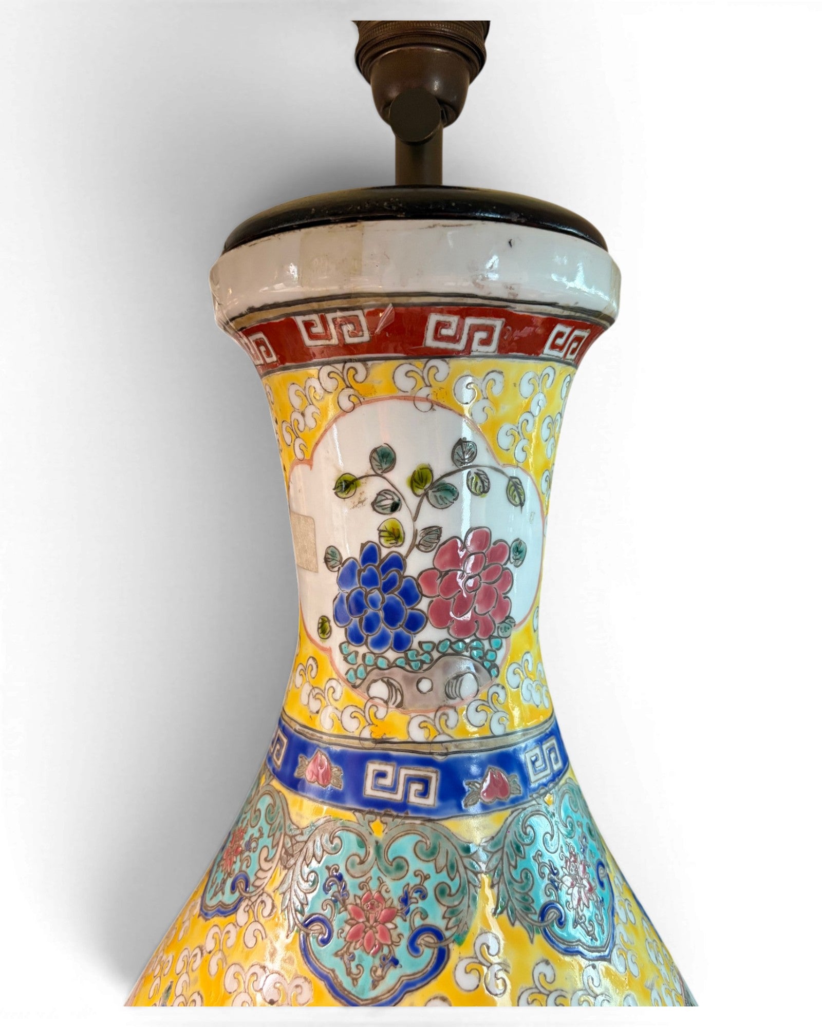 Porcelain Vase Table Lamp with Velvet Shades (Sold in Pairs) - Surround Living - 23