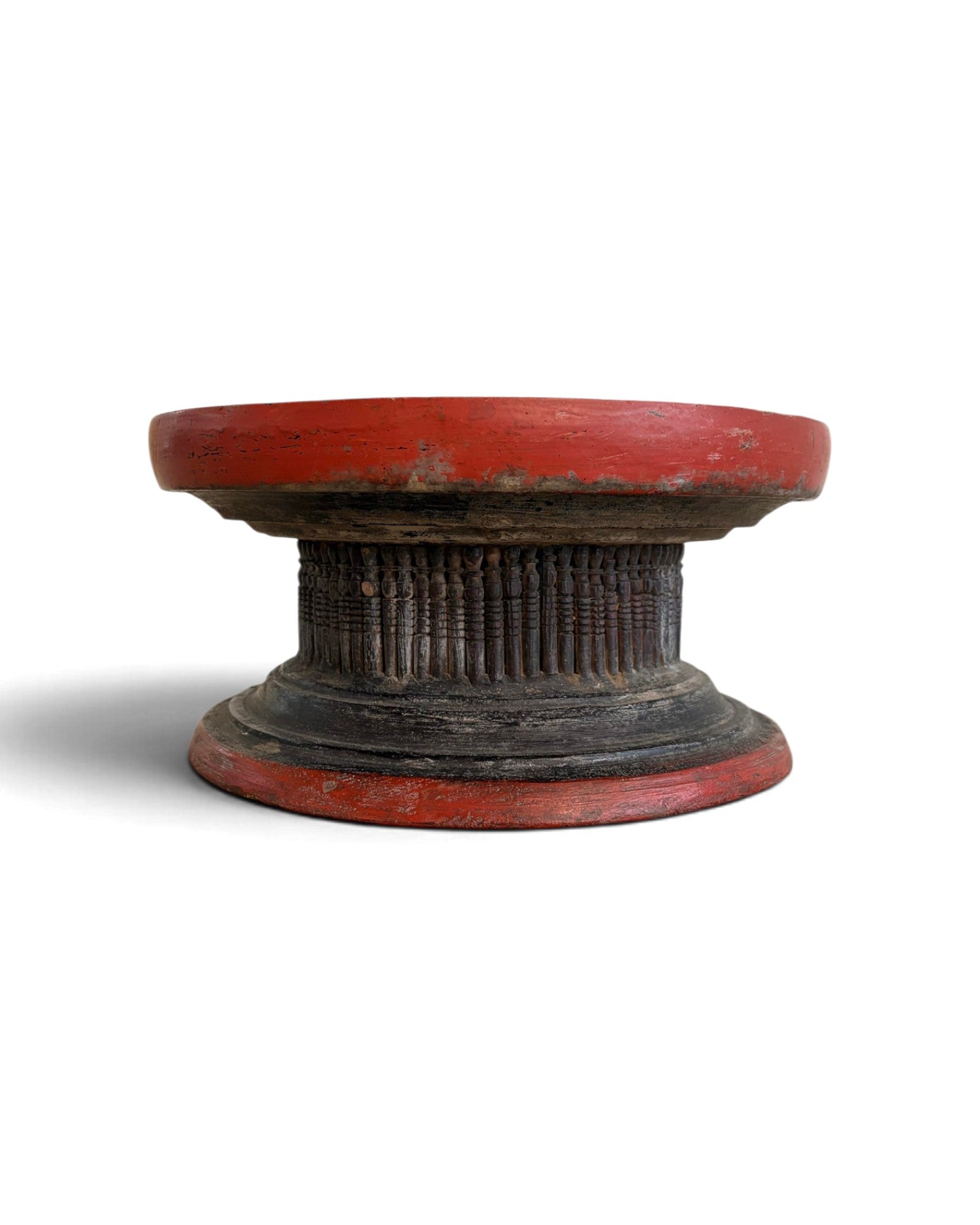 Burmese Low Wooden Pedestal Tray for Dining (ขันโตกพม่า)