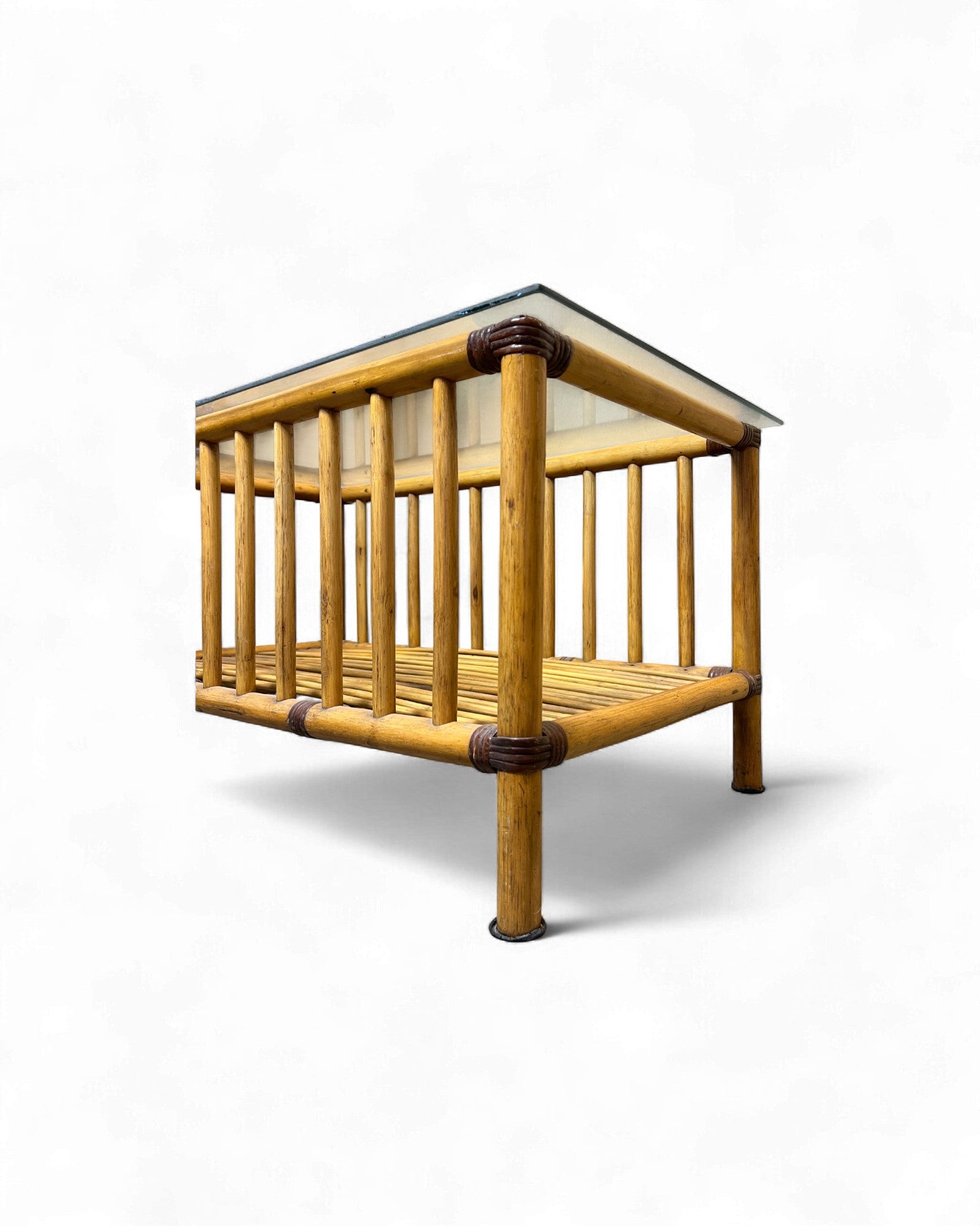 Cane Beach House Rectangular Rattan Dining Table with Glass Top Surround Living