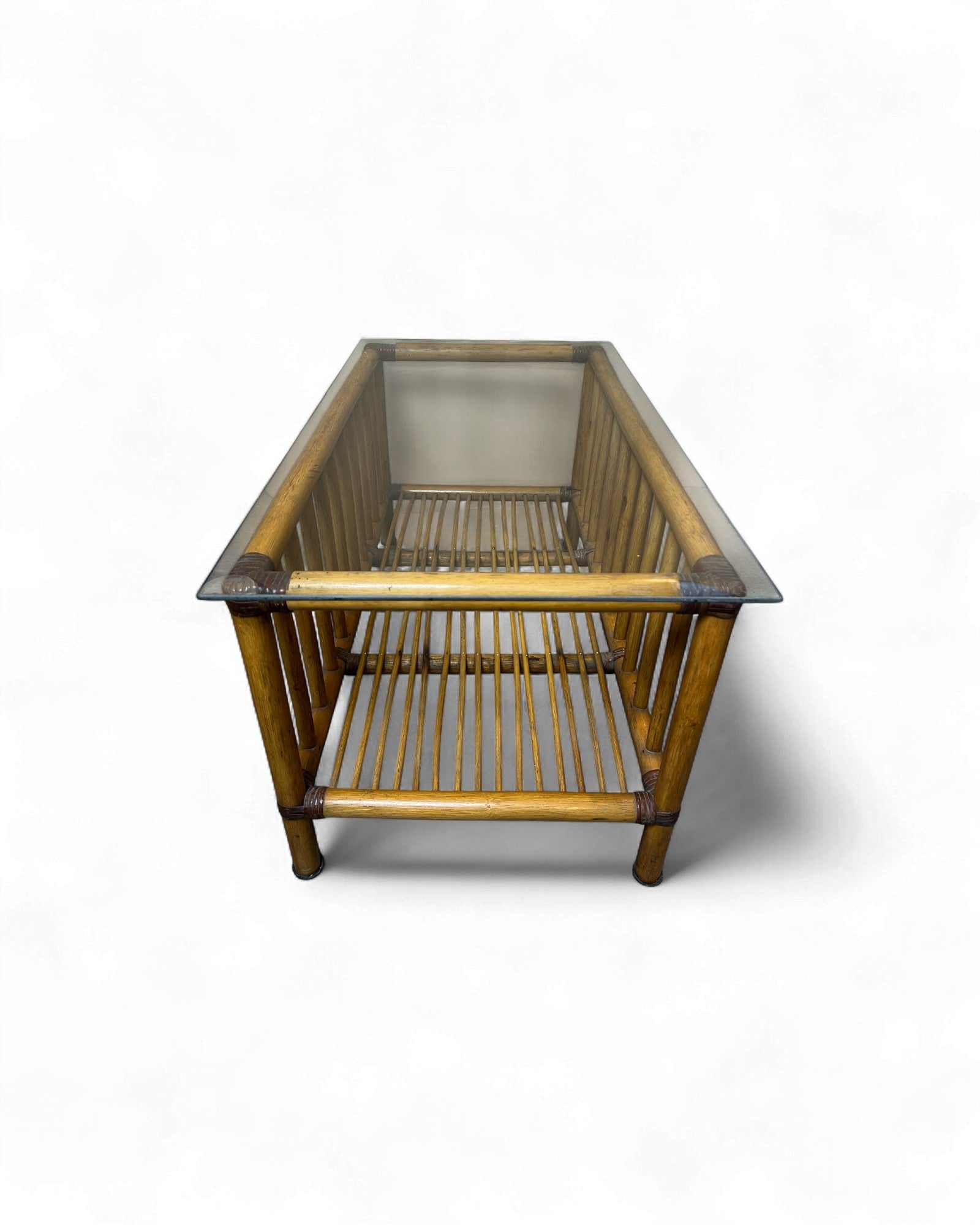 Cane Beach House Rectangular Rattan Dining Table with Glass Top Surround Living