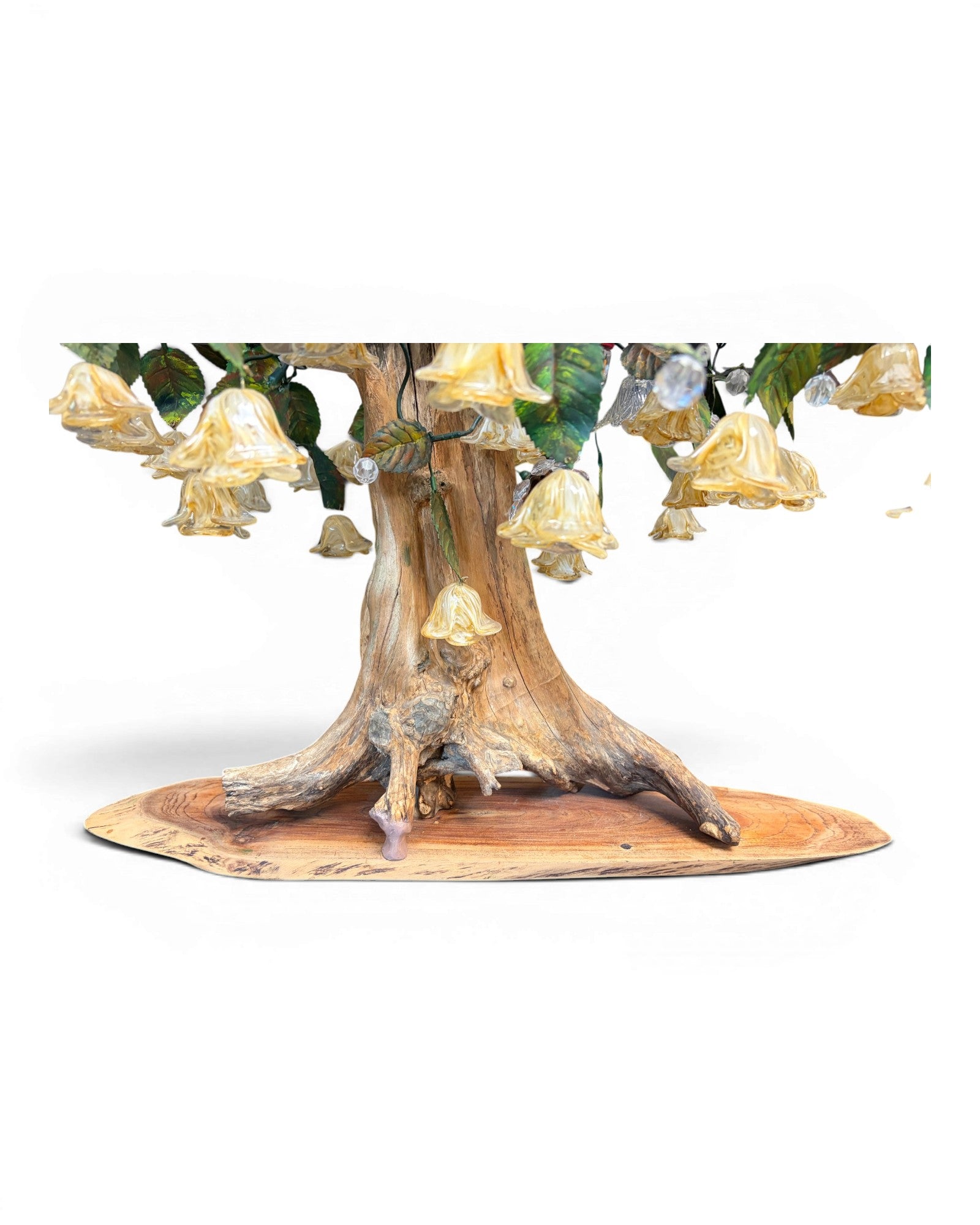Organic Wood Table Lamp with Bell-Flower Glass Shades - Surround Living - 6