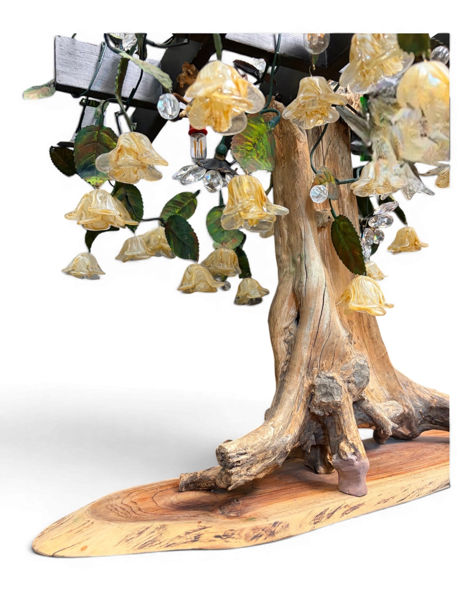 Organic Wood Table Lamp with Bell-Flower Glass Shades - Surround Living - 7
