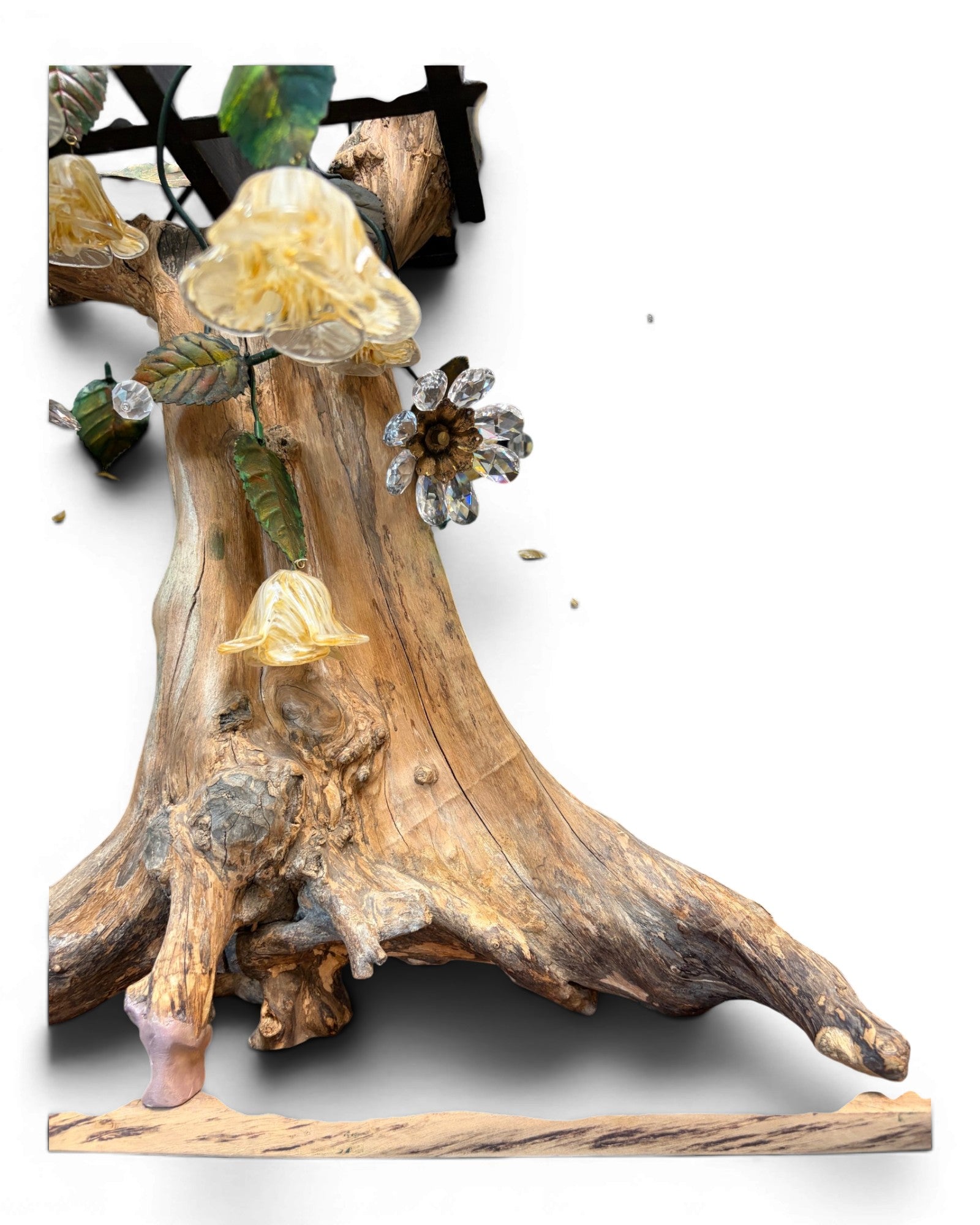 Organic Wood Table Lamp with Bell-Flower Glass Shades - Surround Living - 8