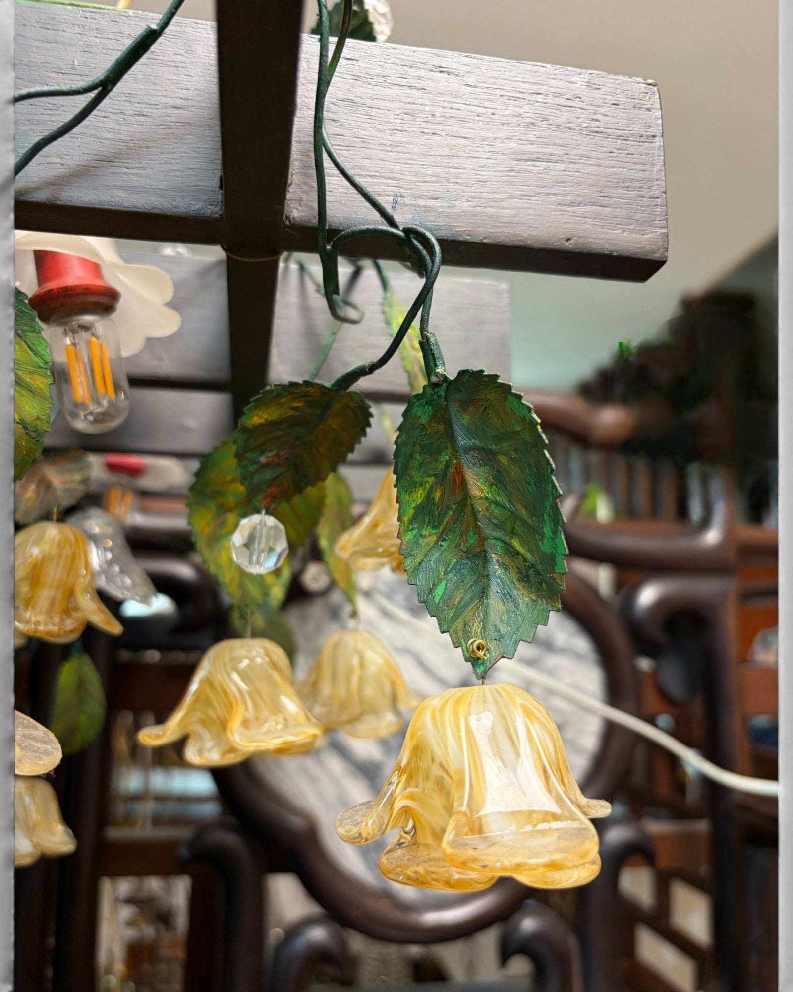 Organic Wood Table Lamp with Bell-Flower Glass Shades - Surround Living - 13