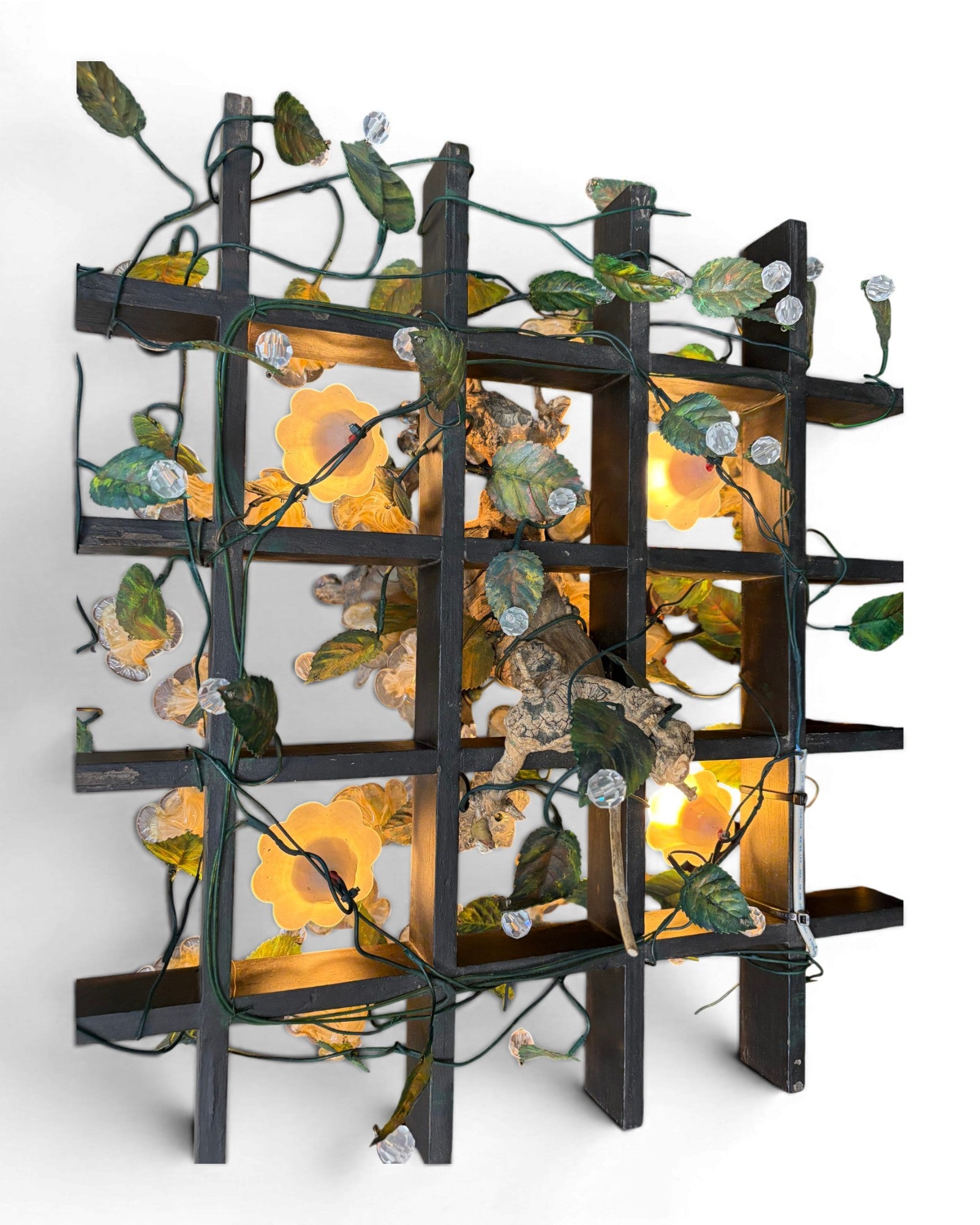 Organic Wood Table Lamp with Bell-Flower Glass Shades - Surround Living - 21