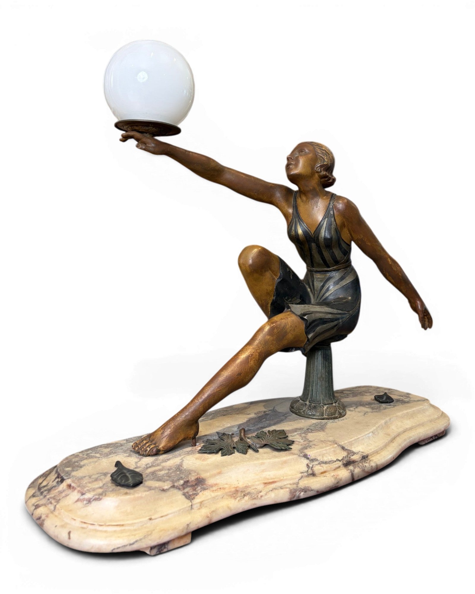 Art Deco Dancing Figure with Ball-Shaped Lamp - Surround Living - 3