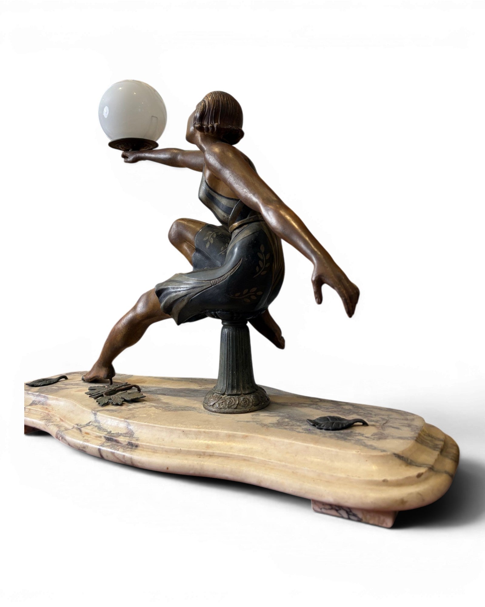 Art Deco Dancing Figure with Ball-Shaped Lamp - Surround Living - 4