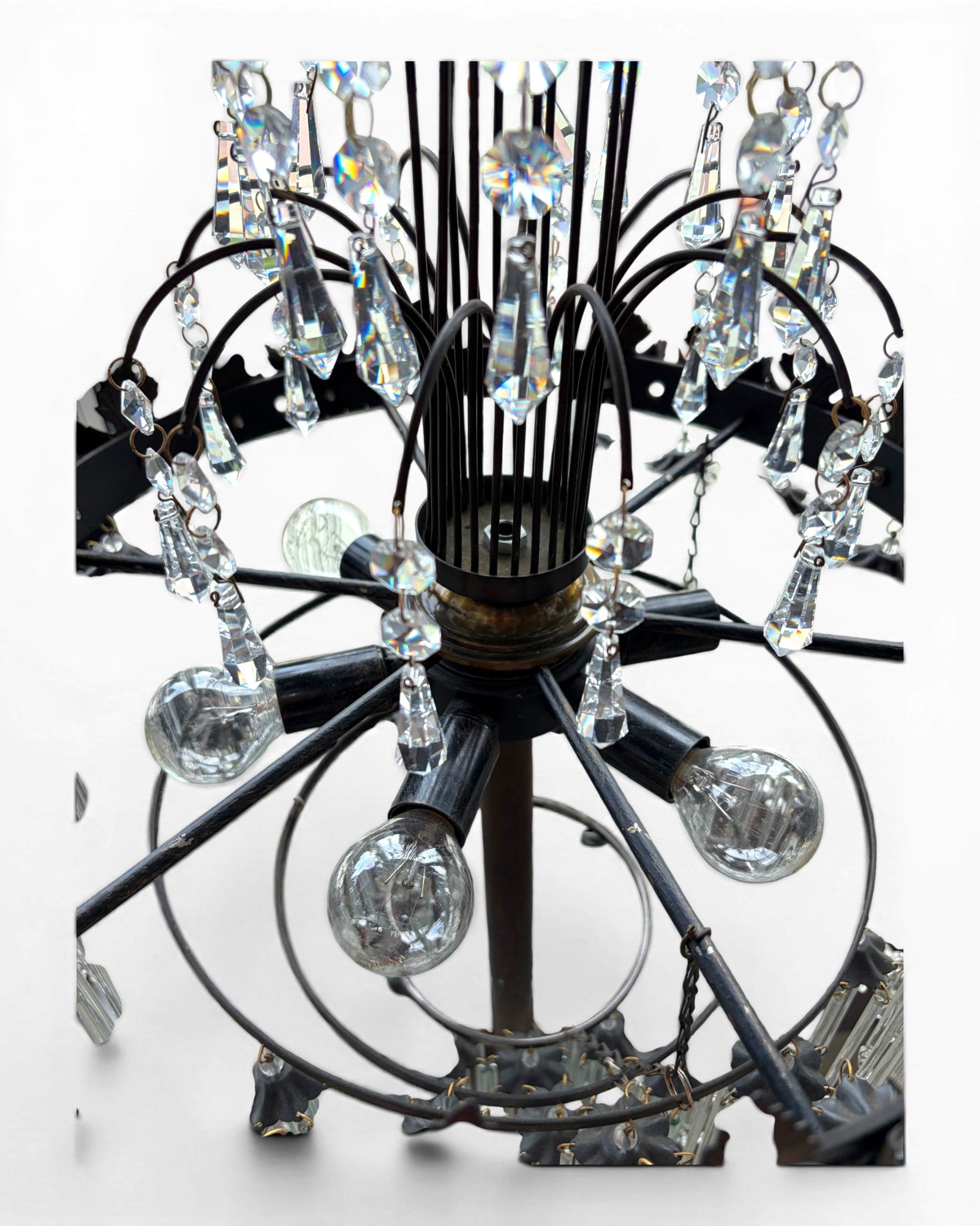 Multi-Tiered Crystal Waterfall Floor Lamp with Decorative Faux Foliage Base (Set) - Surround Living - 11