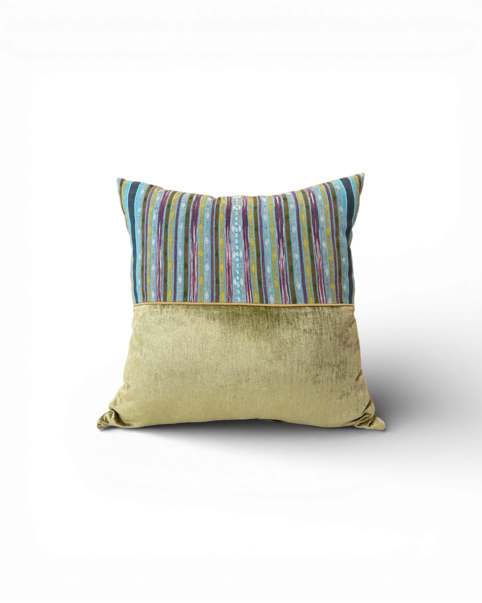 XL Sage Olive Stripe Velvet Panel Cushion - Surround Living - 2