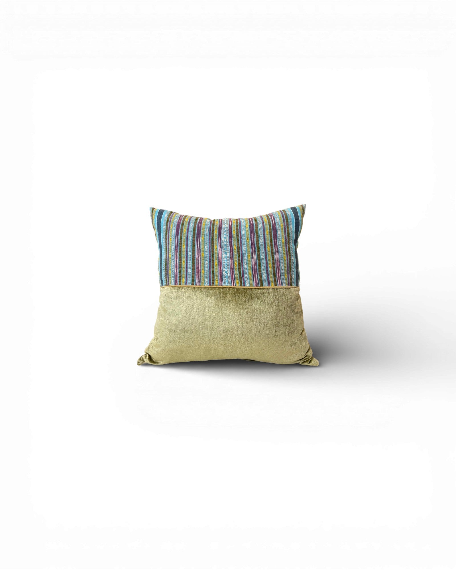 XL Sage Olive Stripe Velvet Panel Cushion - Surround Living - 1