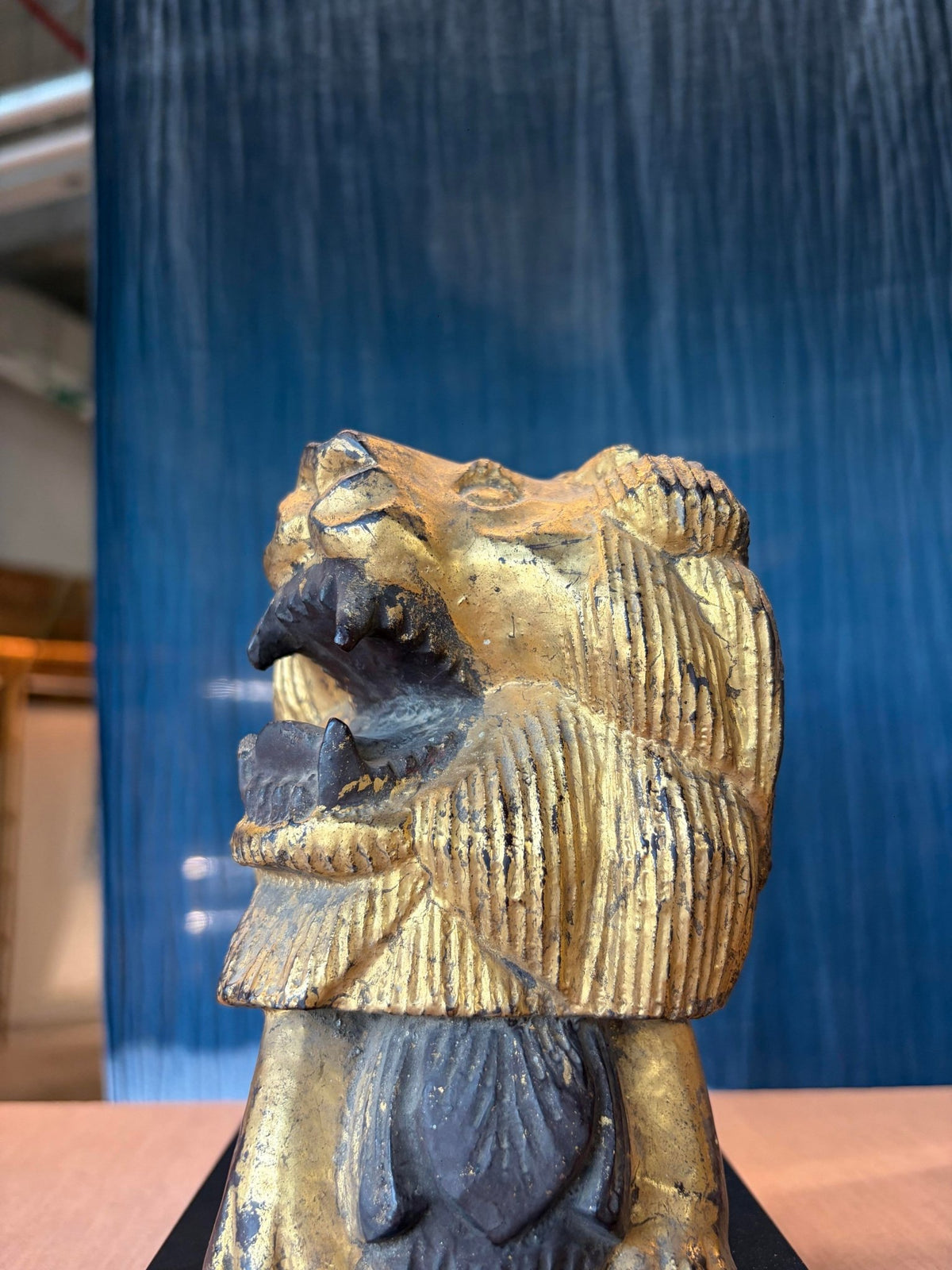 Carved Wooden Lion embellished with Gold Leaf (สิงโตไม้ติดทอง) - Surround Living - 4
