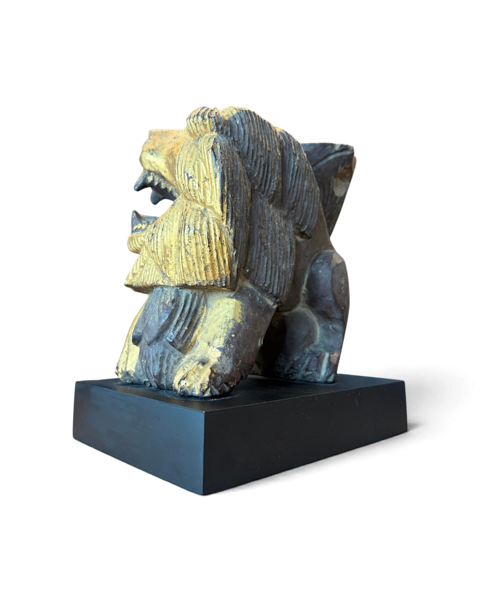 Carved Wooden Lion embellished with Gold Leaf (สิงโตไม้ติดทอง)