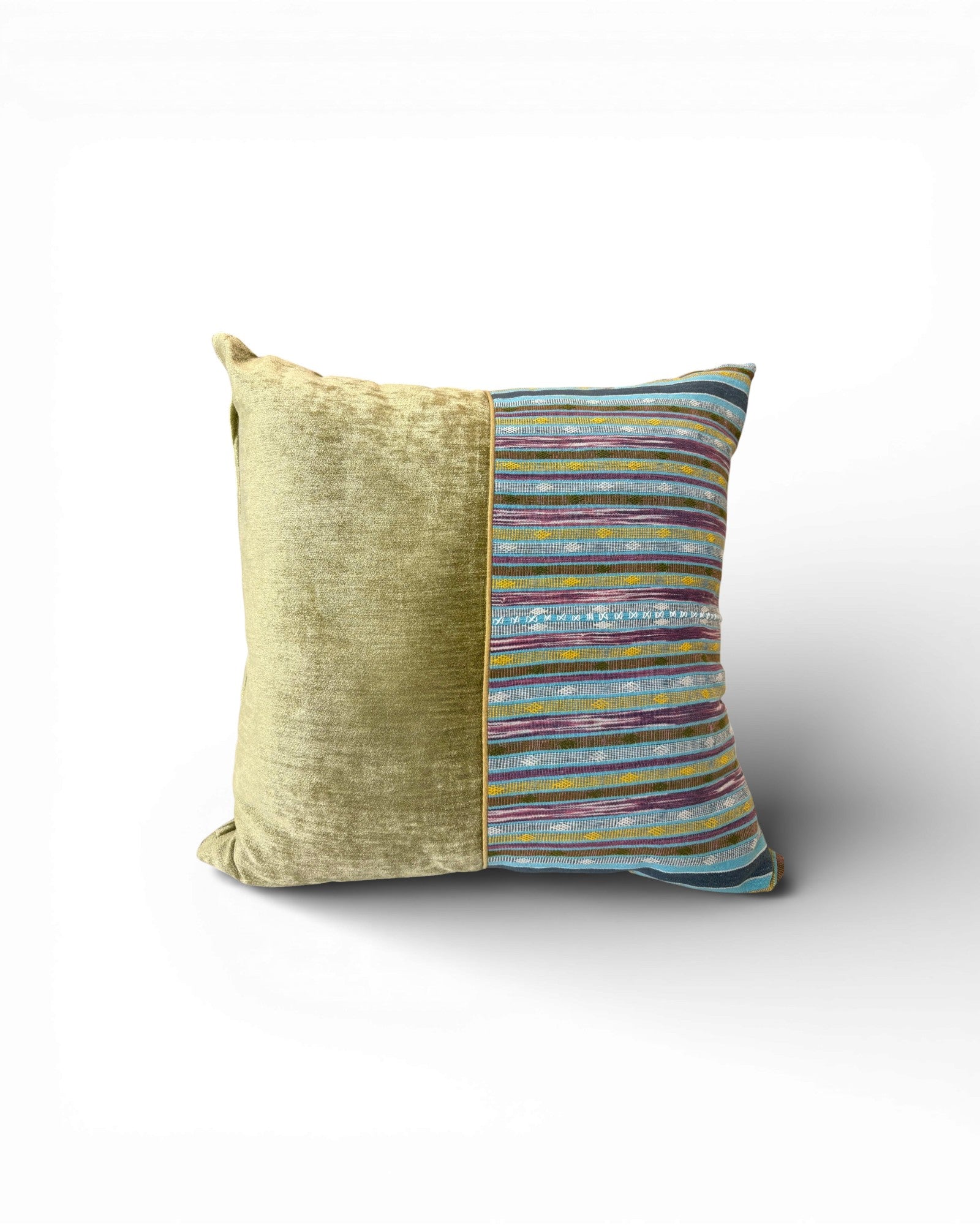 XL Sage Olive Stripe Velvet Panel Cushion - Surround Living - 7