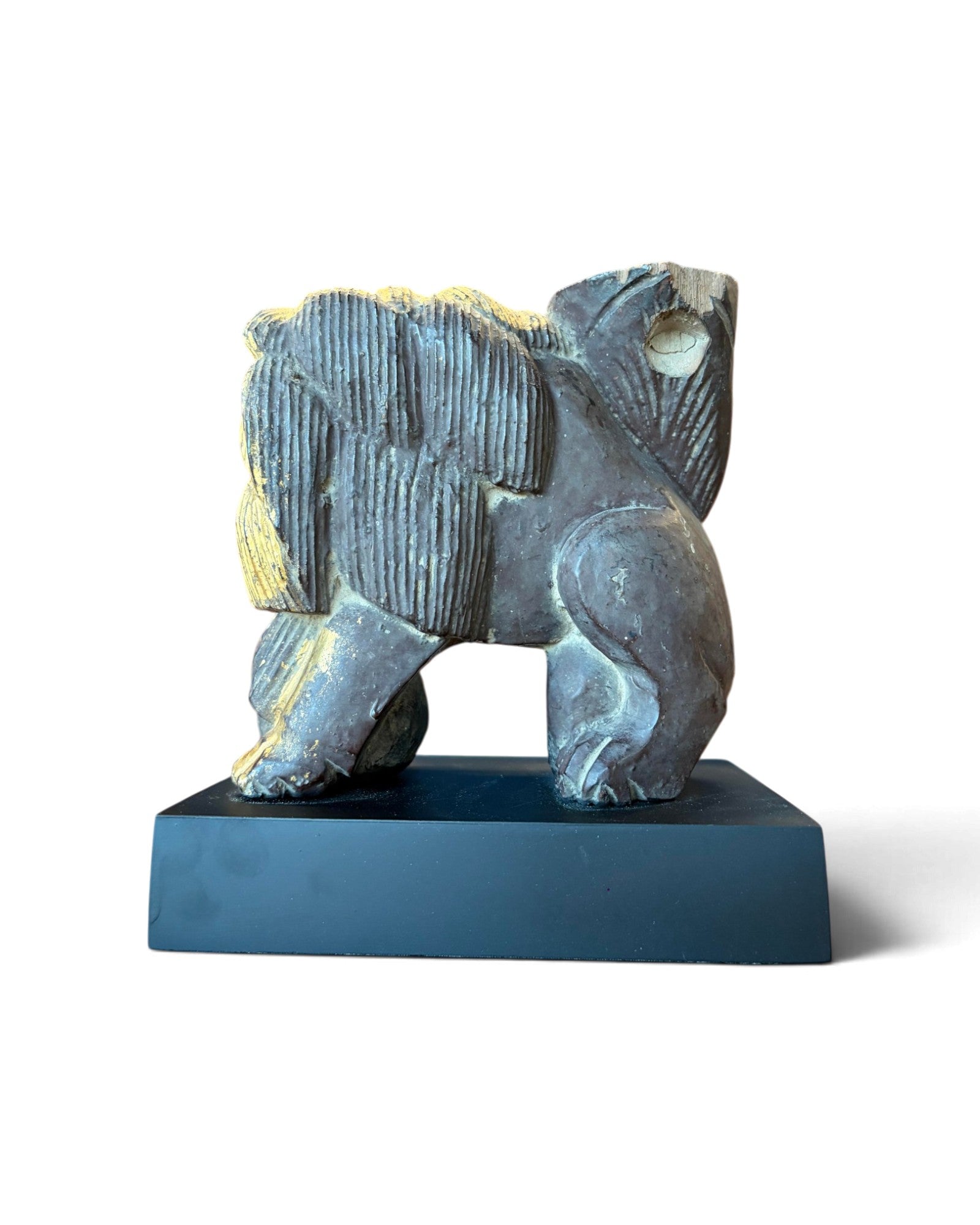 Carved Wooden Lion embellished with Gold Leaf (สิงโตไม้ติดทอง)