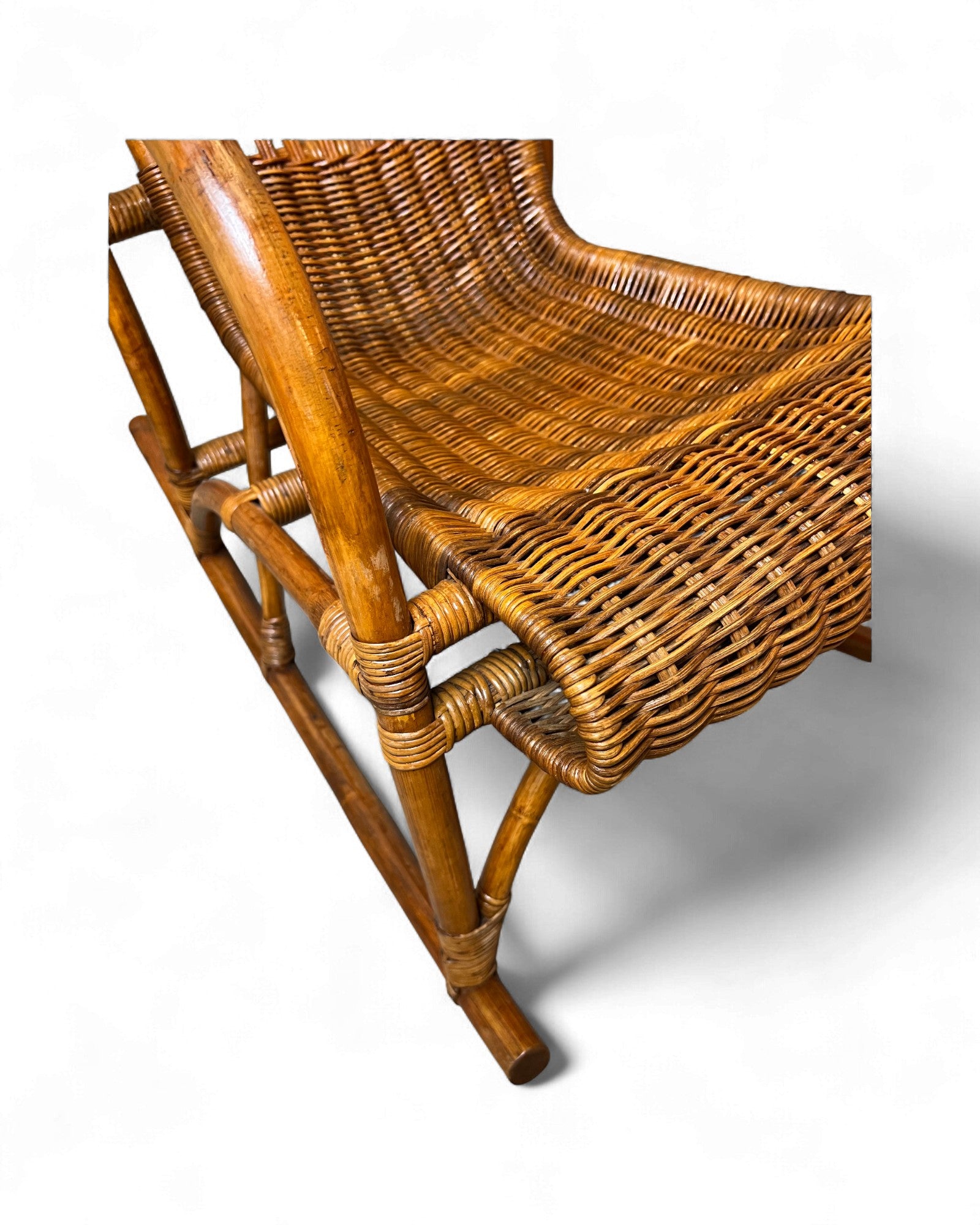 Rattan Weave Vintage High Back Rattan Rocking Chair Surround Living