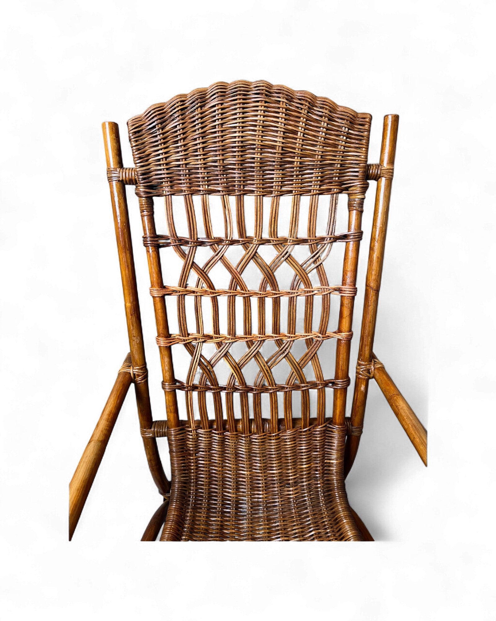 Rattan Weave Vintage High Back Rattan Rocking Chair Surround Living