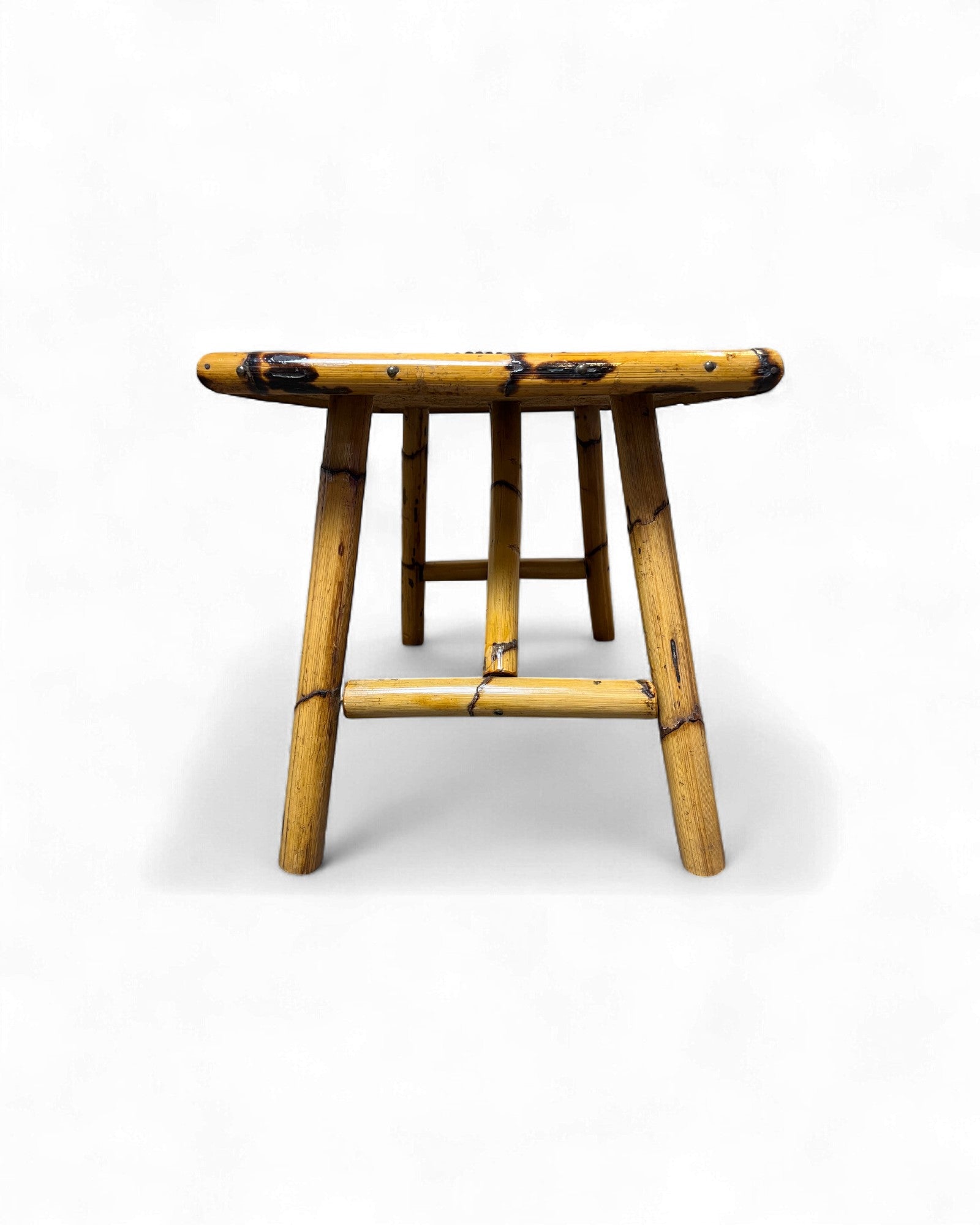 Bamboo & Rattan Mosaic Low Table with Ceramic Tiling Accent Surround Living