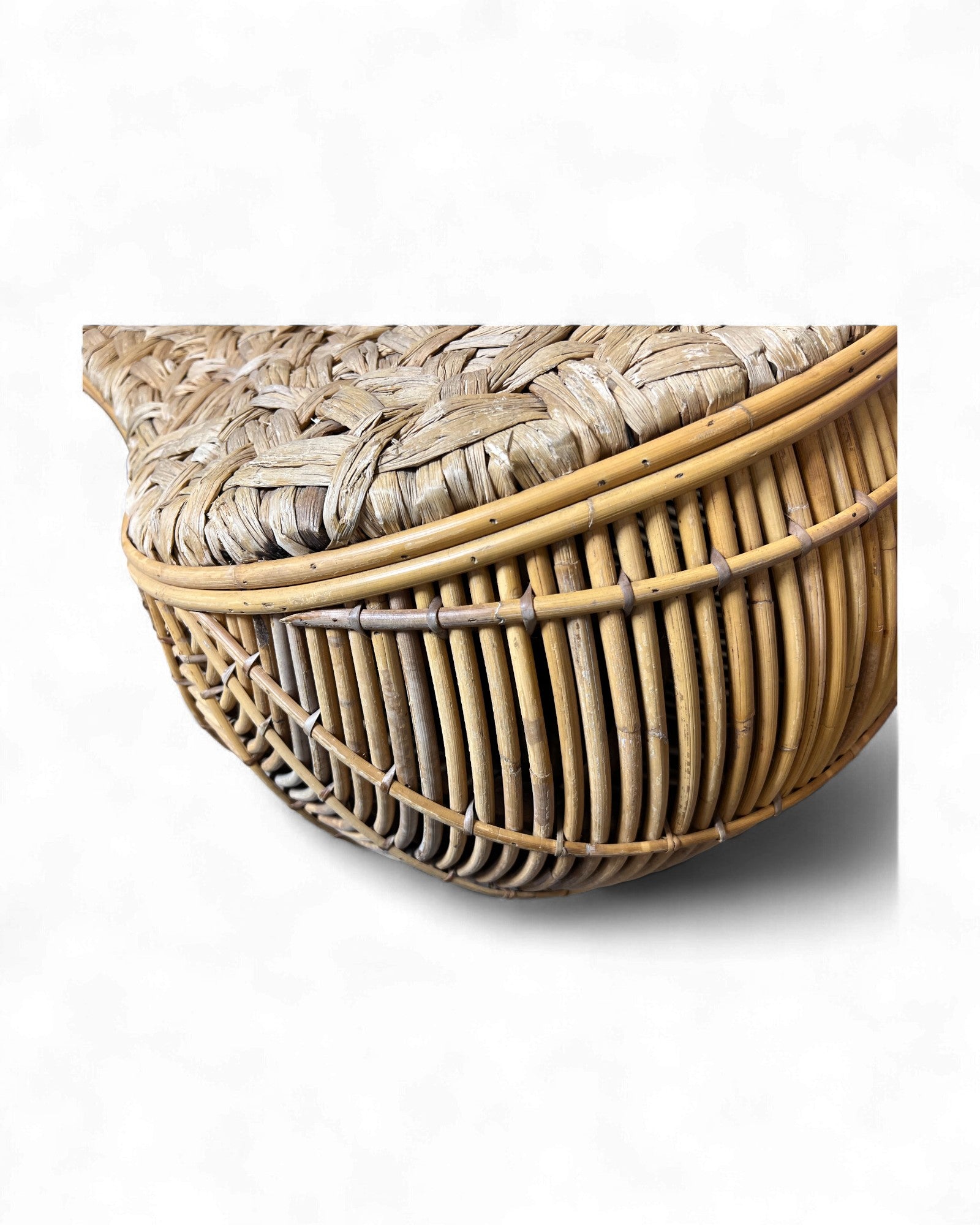 Sculptural Rattan Chaise Lounge with Woven Organic Seating Surround Living