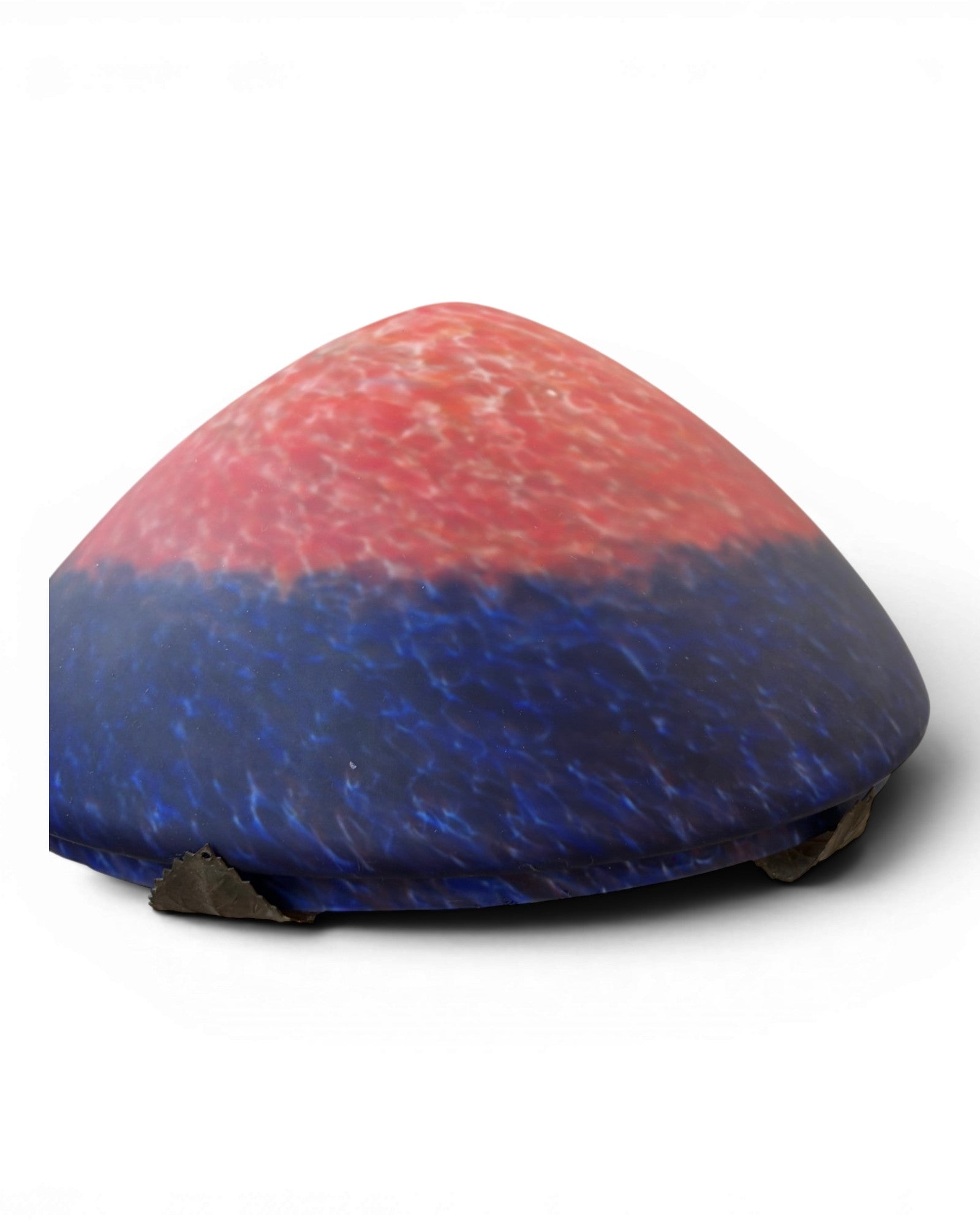 Organic Wood Table Lamp with Mushroom-Shaped Red and Blue Art Glass Shade - Surround Living - 13