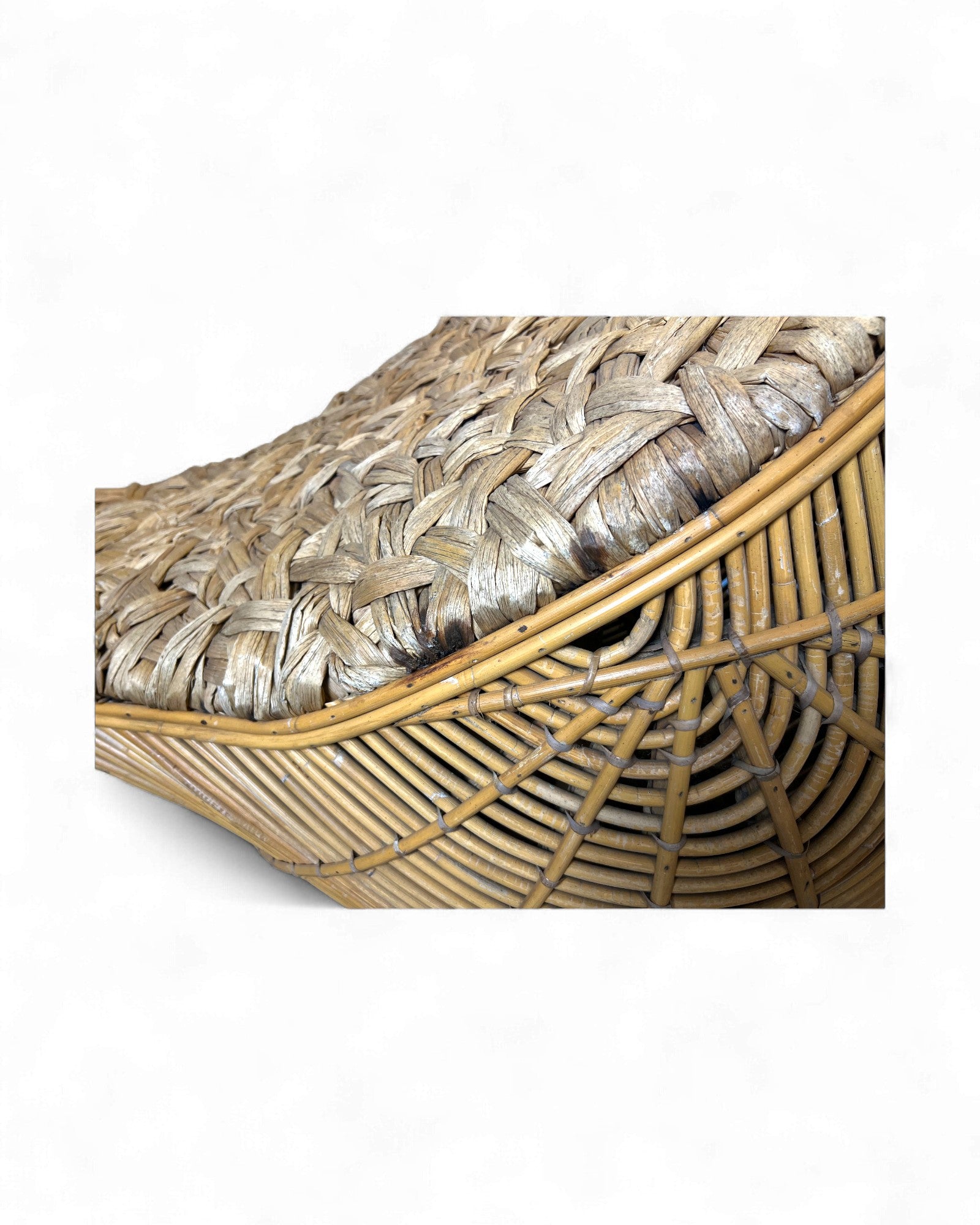 Sculptural Rattan Chaise Lounge with Woven Organic Seating Surround Living