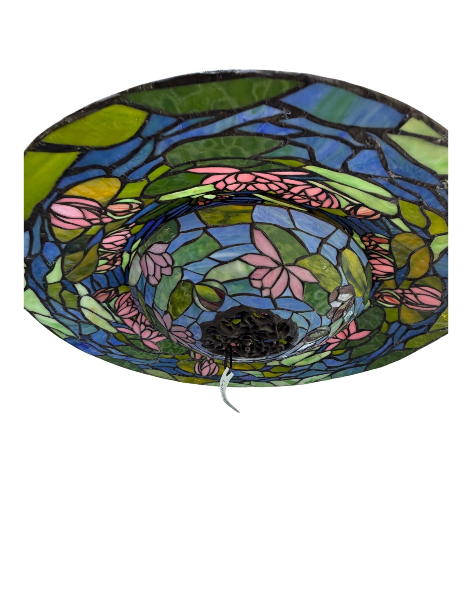 A Lotus Saucer-Shaped Tiffany-Style Stained Glass Pendant Lamp - Surround Living - 10