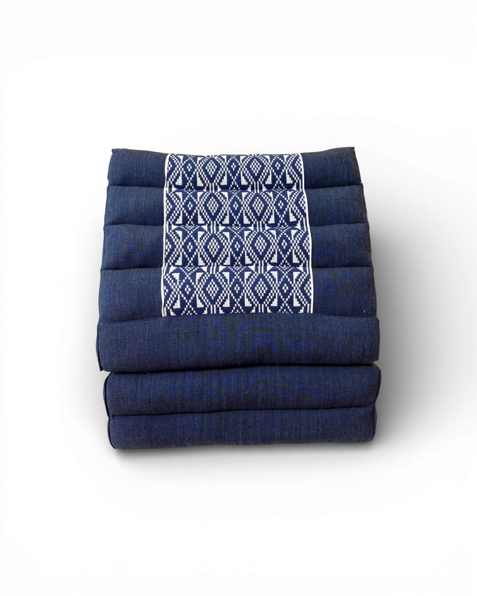 Indigo Cotton & White Geometric Panel Triangle Cushion (L) - Surround Living - 5
