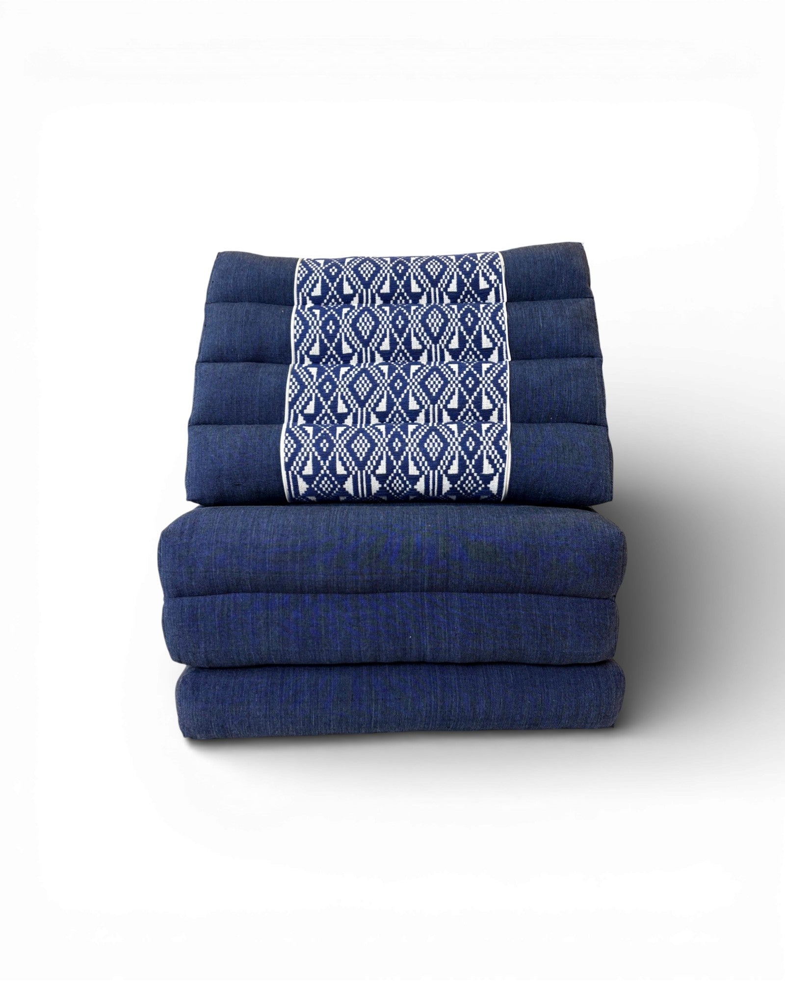 Indigo Cotton & White Geometric Panel Triangle Cushion (L) - Surround Living - 8