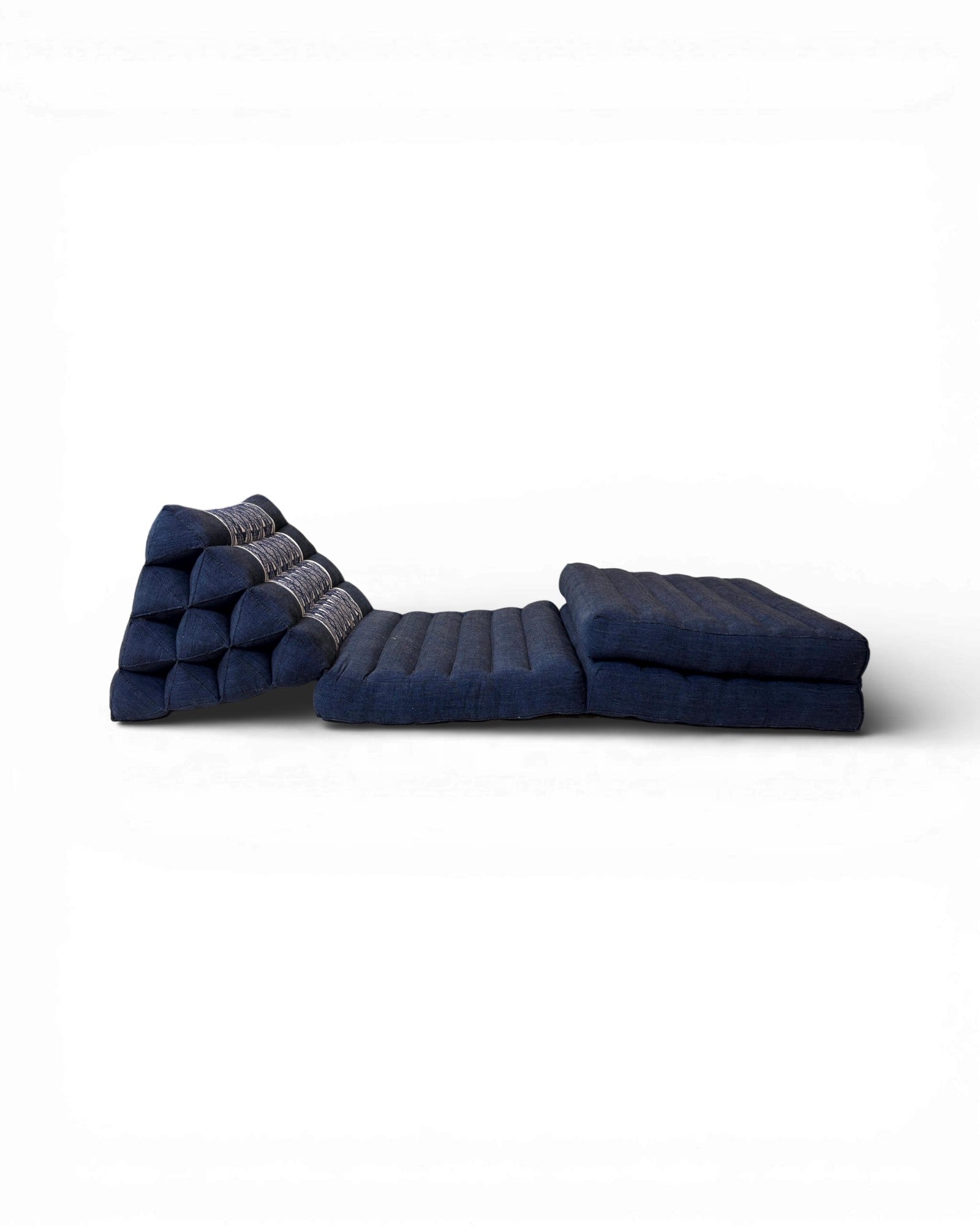 Indigo Cotton & White Geometric Panel Triangle Cushion (L) - Surround Living - 3
