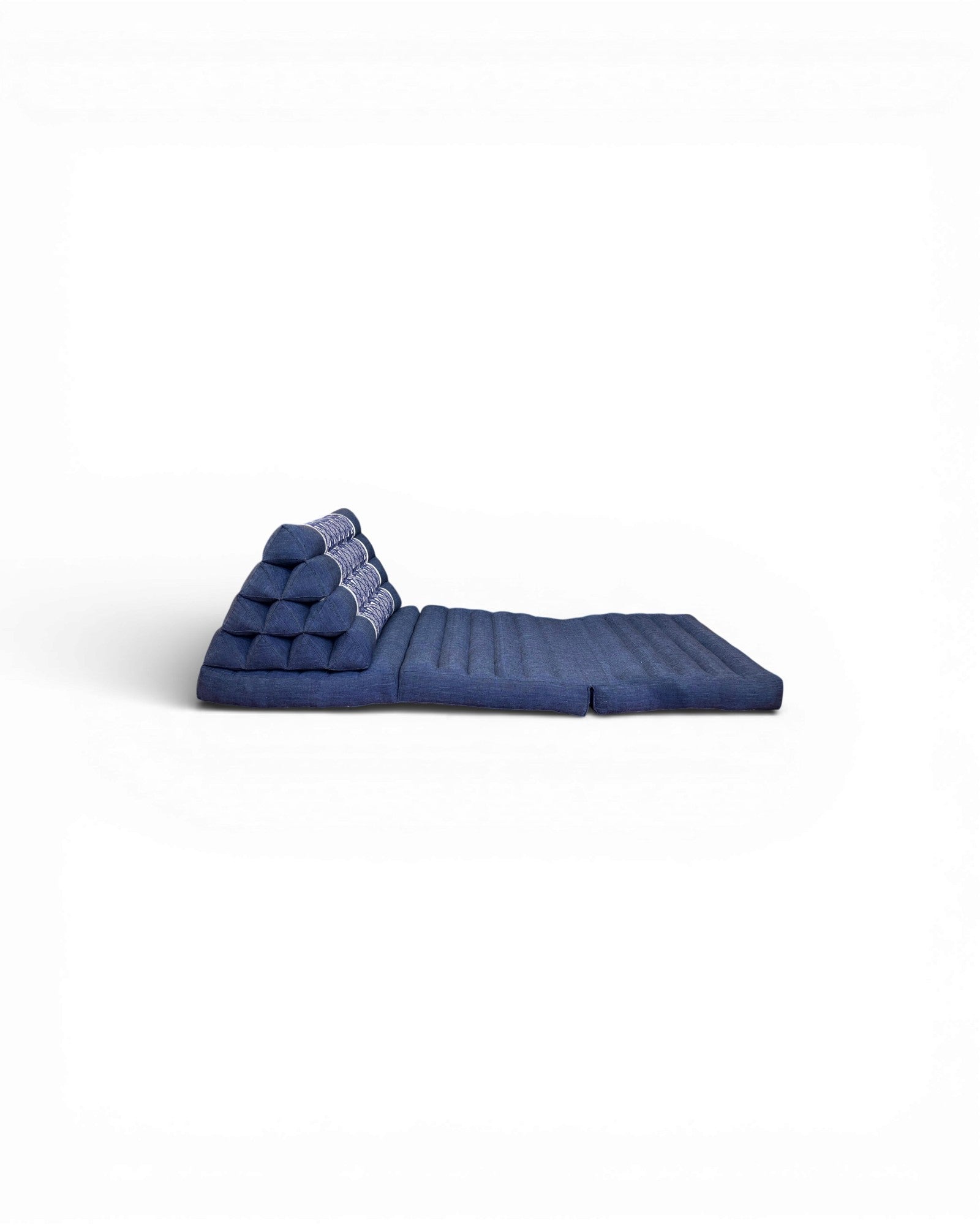 Indigo Cotton & White Geometric Panel Triangle Cushion (L) - Surround Living - 4