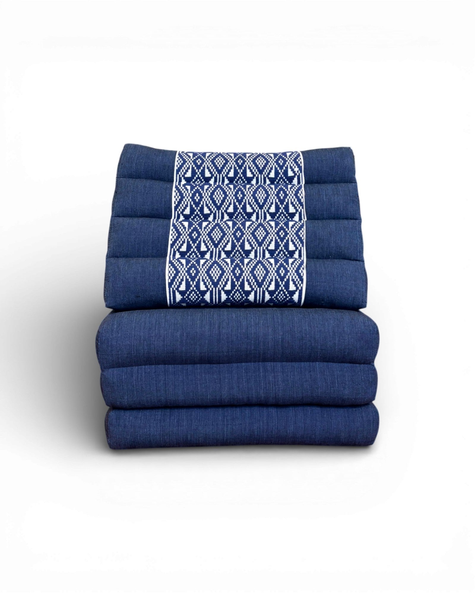 Indigo Cotton & White Geometric Panel Triangle Cushion (L) - Surround Living - 10
