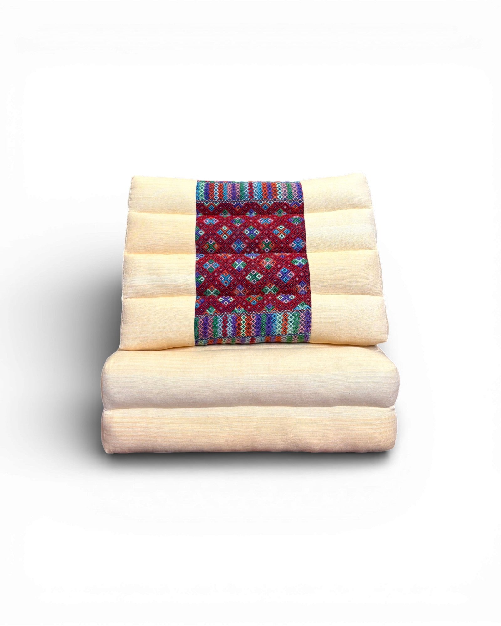 Yellow Silk & Deep Blue Stripe Triangle Cushion (M) - Surround Living - 3
