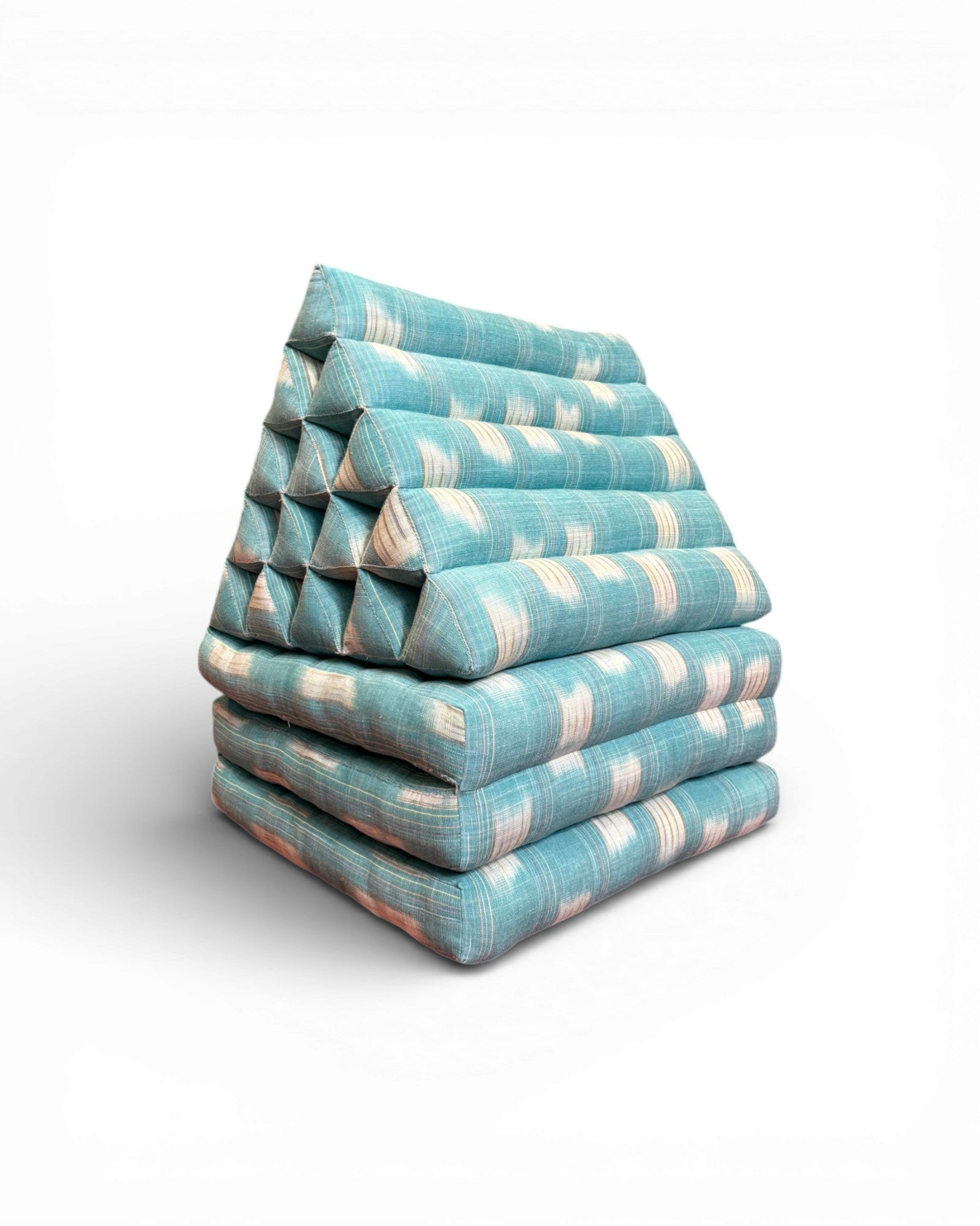 Baby Blue IKAT Pastel Stripe Handwoven Triangle Cushion (L) - Surround Living - 6
