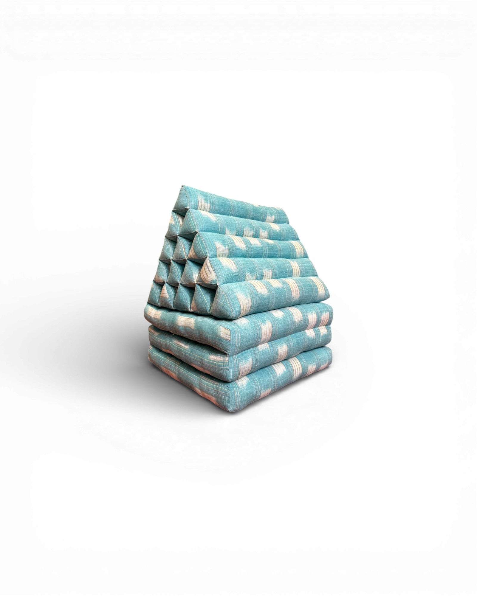 Baby Blue IKAT Pastel Stripe Handwoven Triangle Cushion (L) - Surround Living - 5