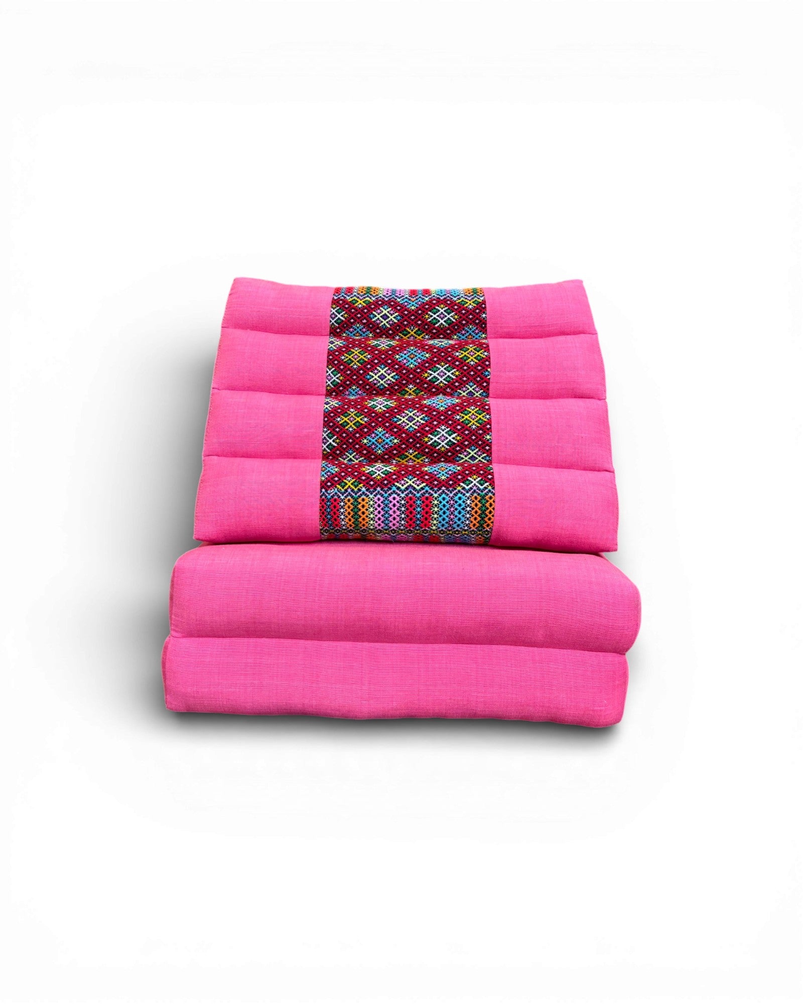 Fuchsia Cotton & Multicolour Tribal Panel Triangle Cushion (M) - Surround Living - 4